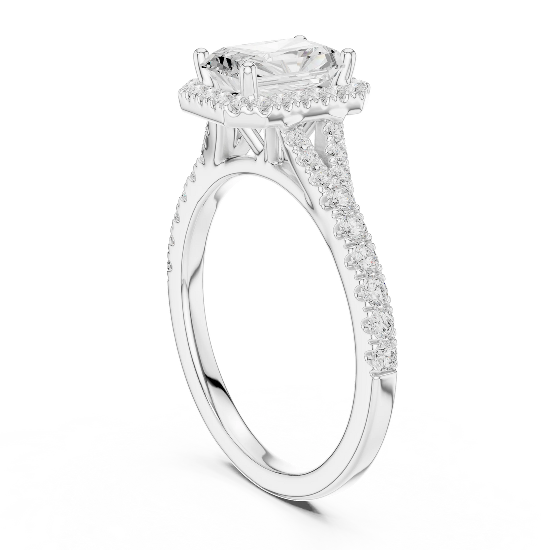 Radiant Cut Diamond Halo Engagement Ring