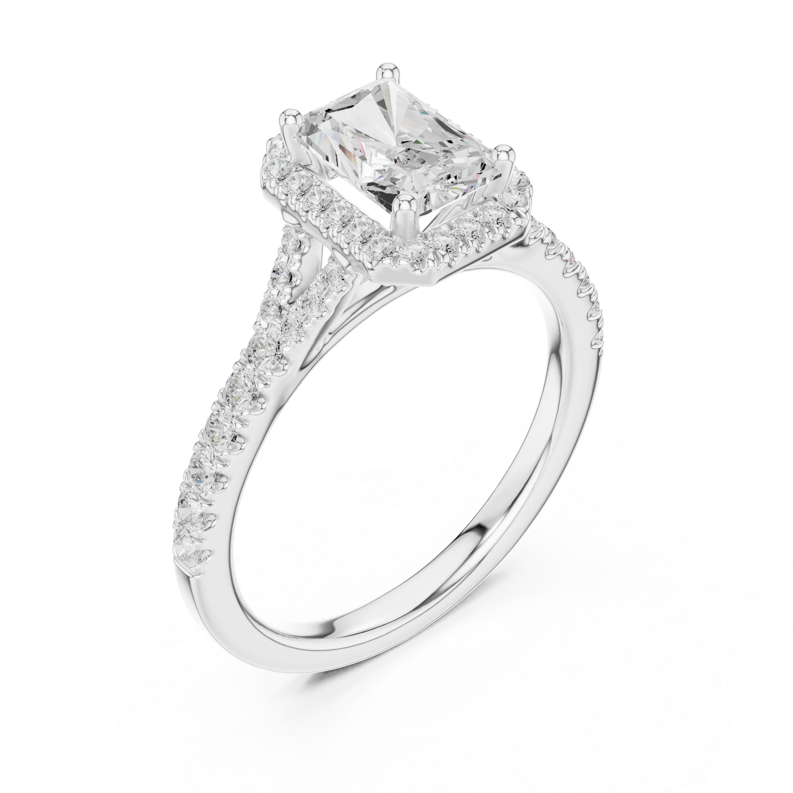 Radiant Cut Diamond Halo Engagement Ring