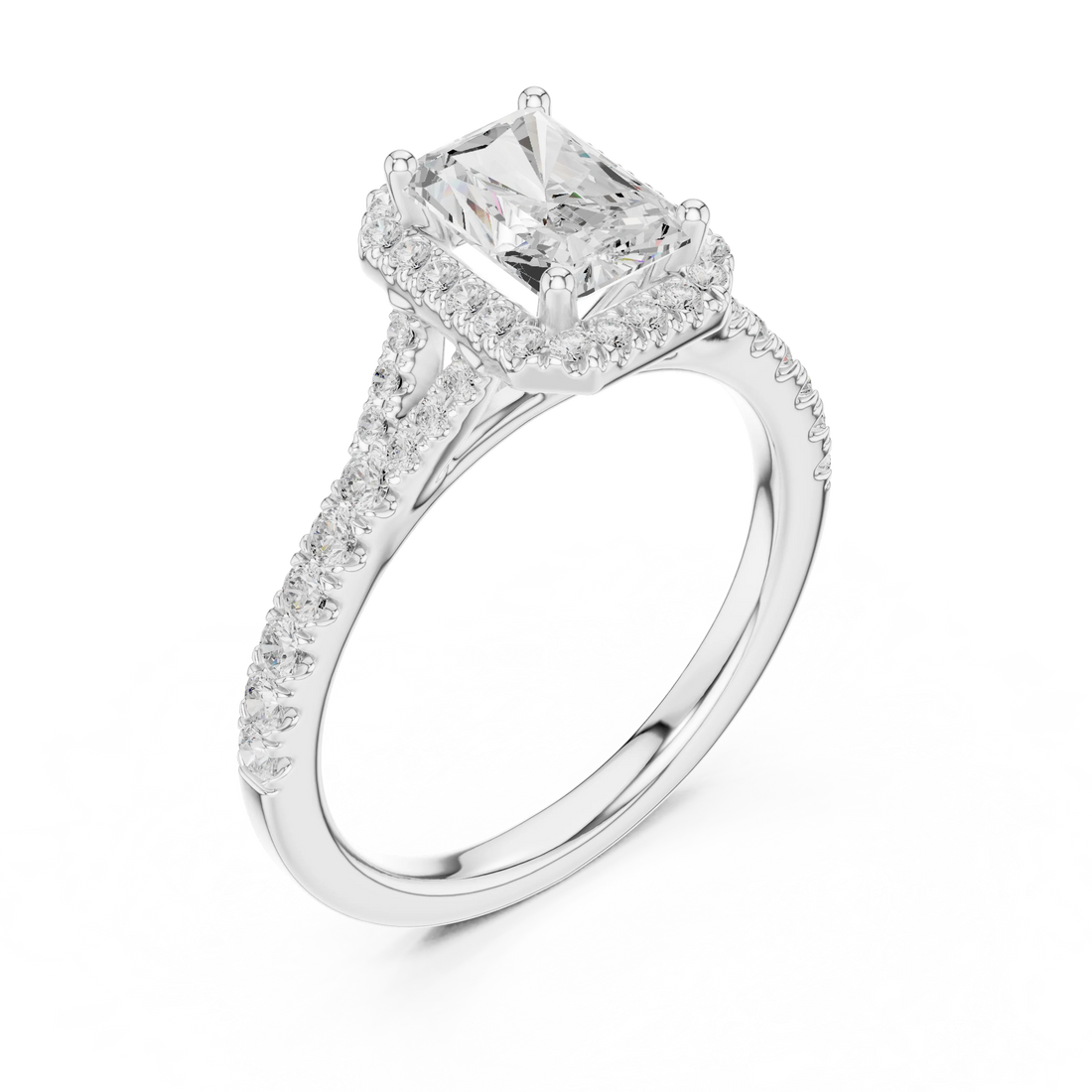 Radiant Cut Diamond Halo Engagement Ring