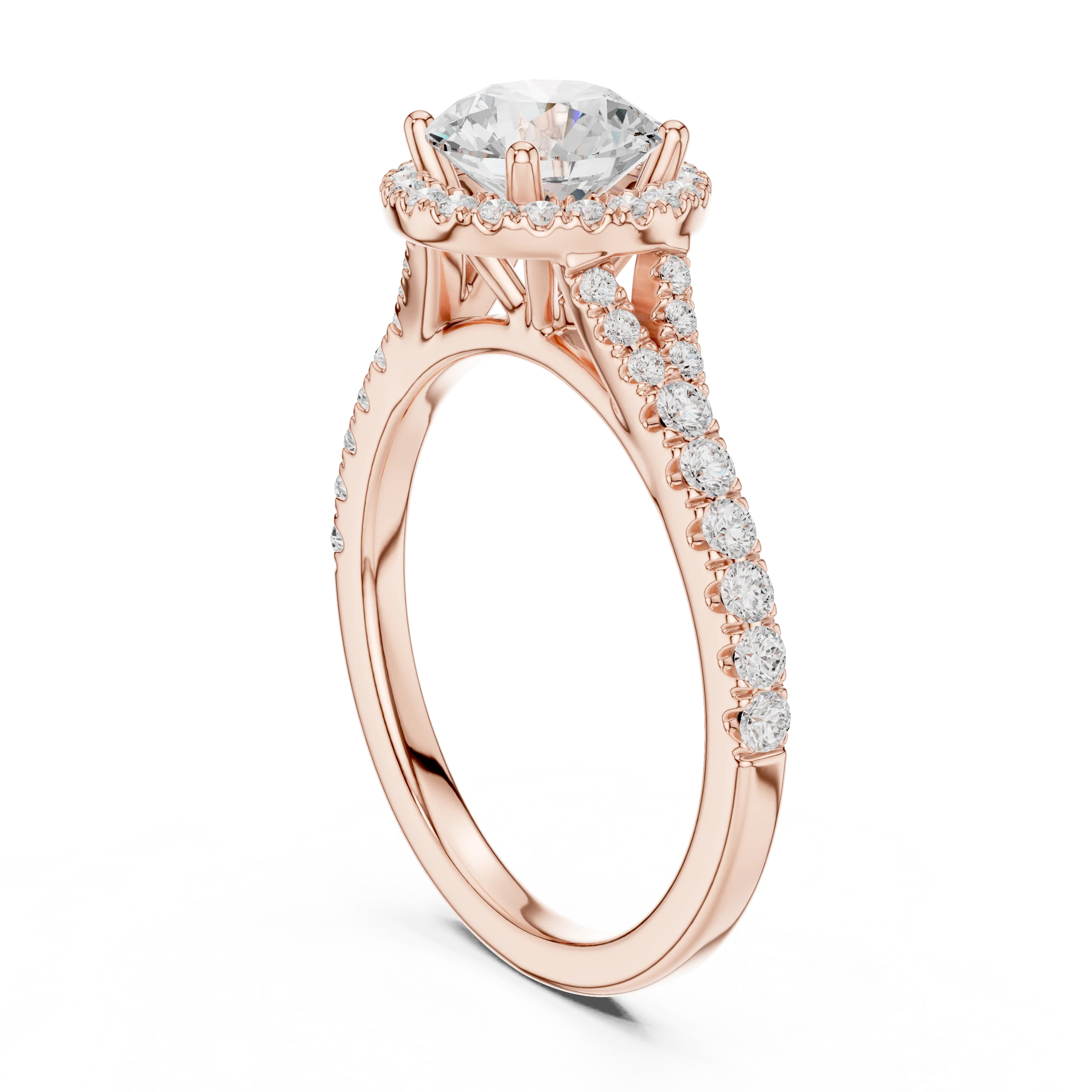 Round Cut Diamond Halo Engagement Ring