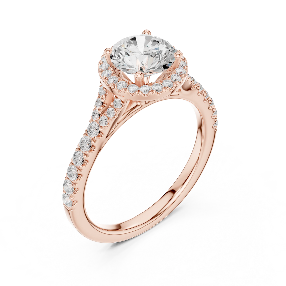 Round Cut Diamond Halo Engagement Ring