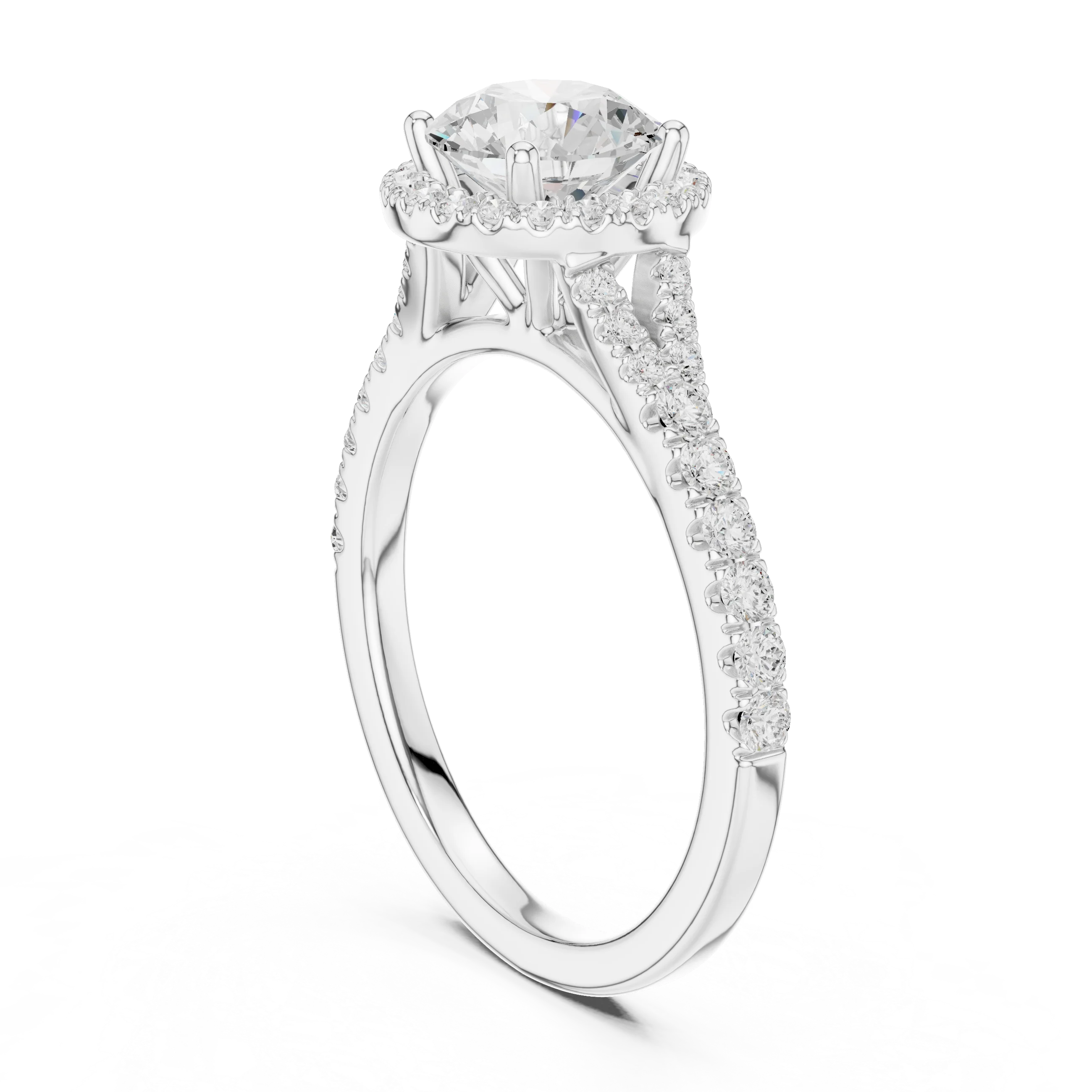 Round Cut Diamond Halo Engagement Ring