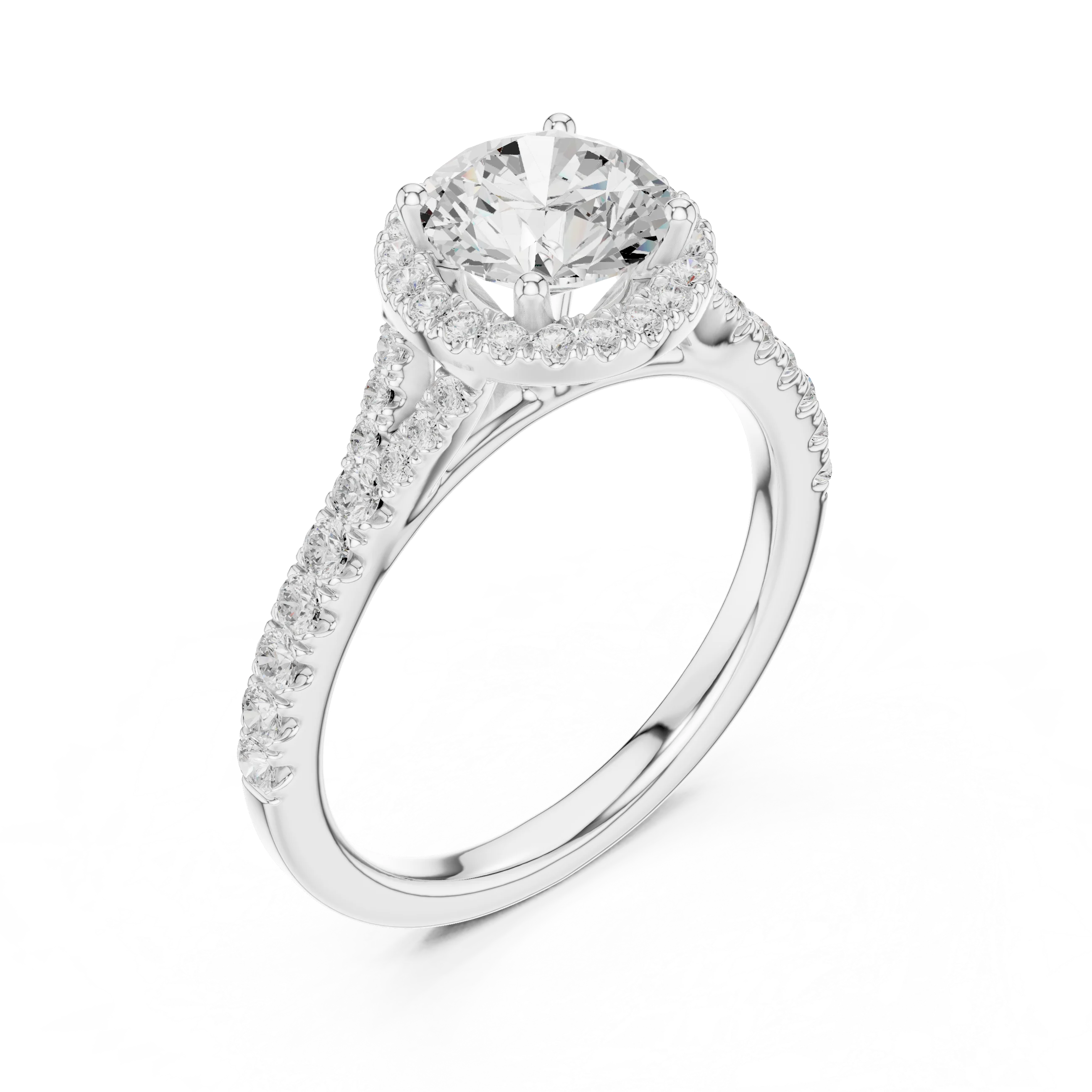 Round Cut Diamond Halo Engagement Ring