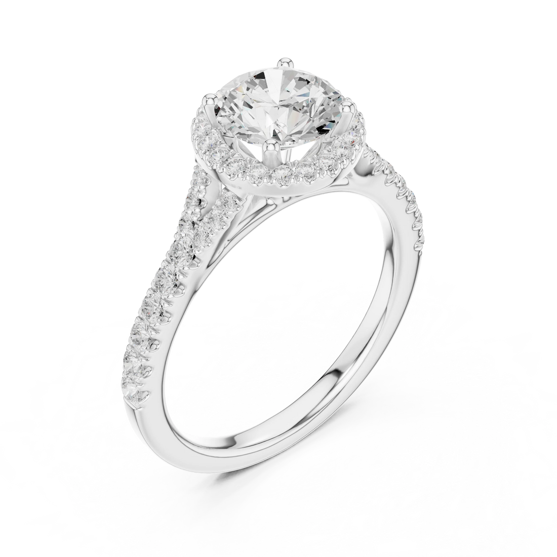 Round Cut Diamond Halo Engagement Ring