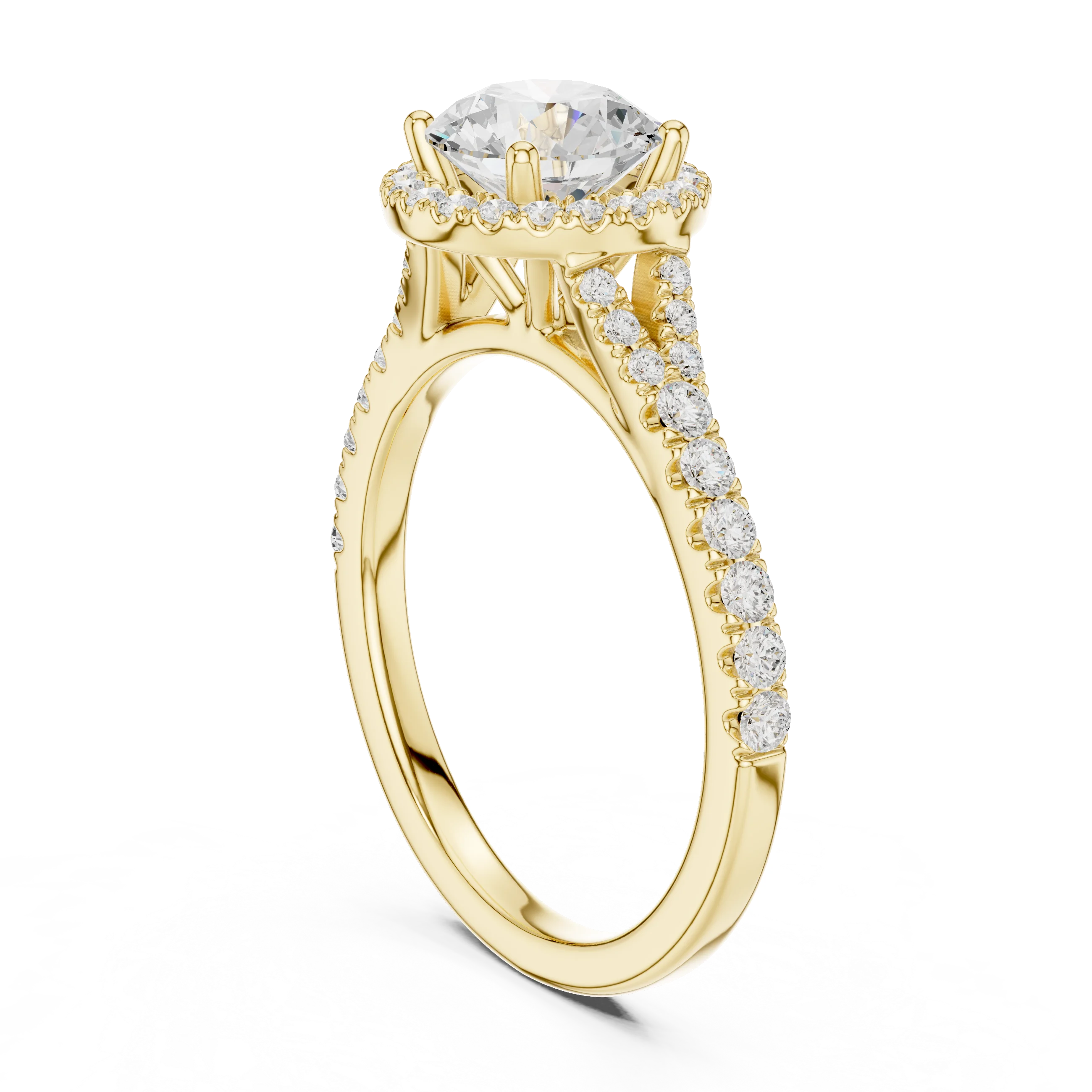 Round Cut Diamond Halo Engagement Ring