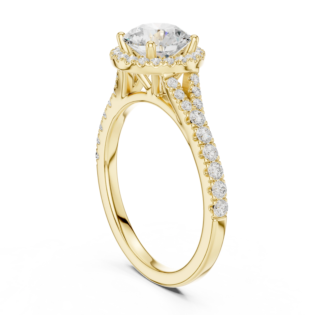 Round Cut Diamond Halo Engagement Ring