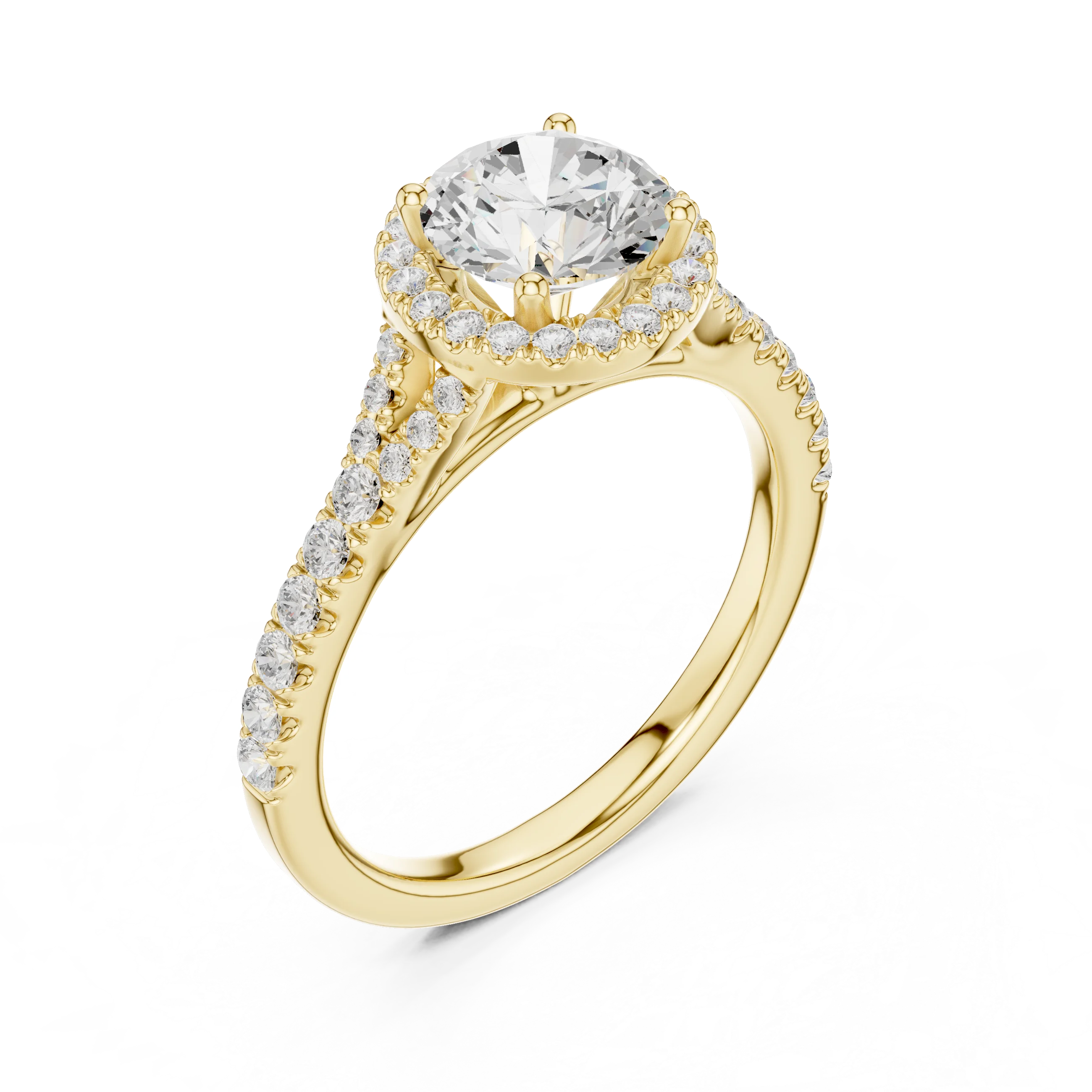 Round Cut Diamond Halo Engagement Ring
