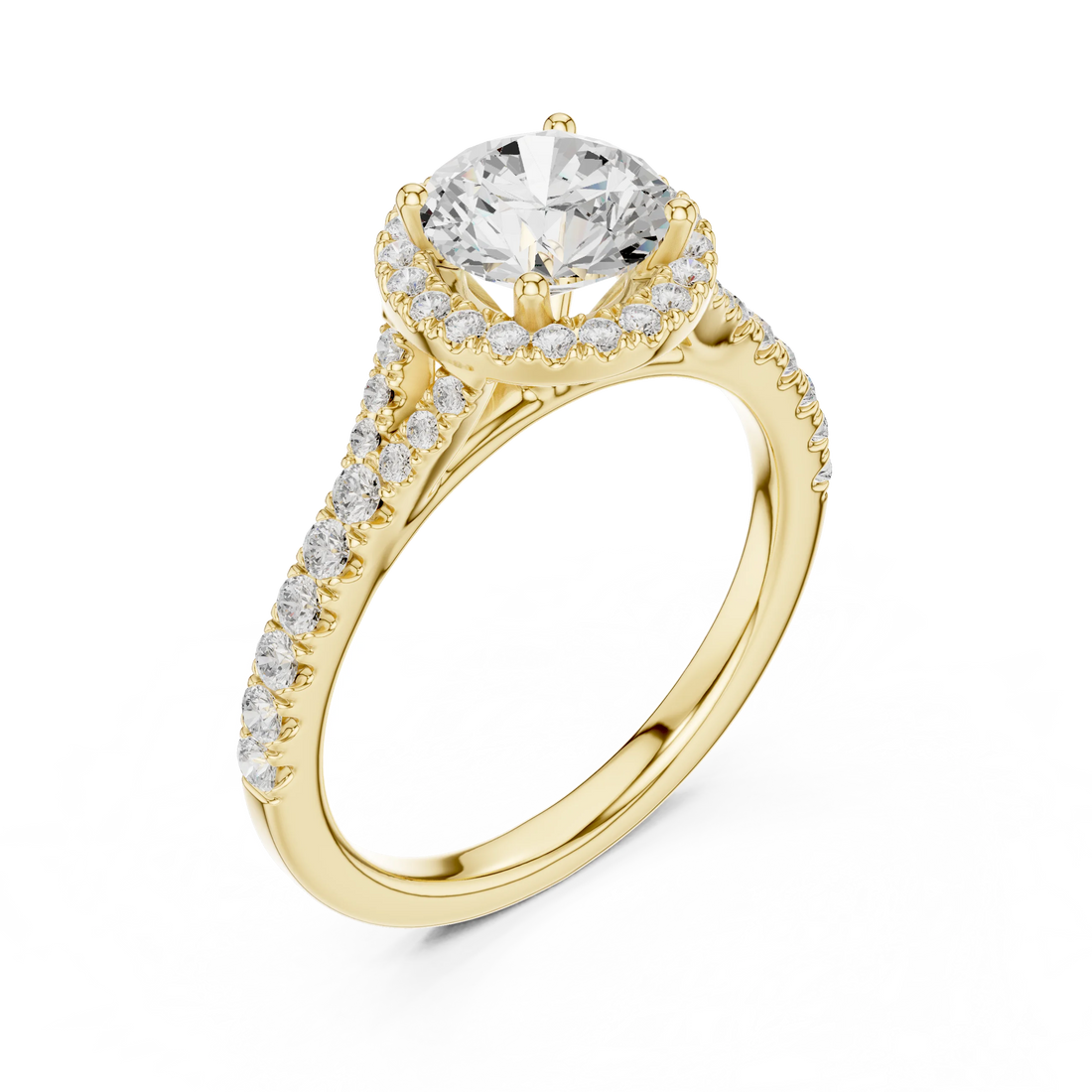 Round Cut Diamond Halo Engagement Ring