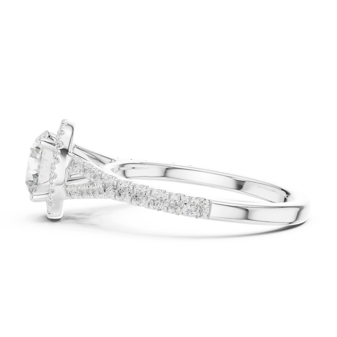 Round Cut Diamond Halo Engagement Ring