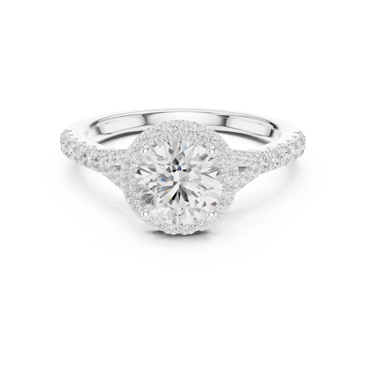 Round Cut Diamond Halo Engagement Ring