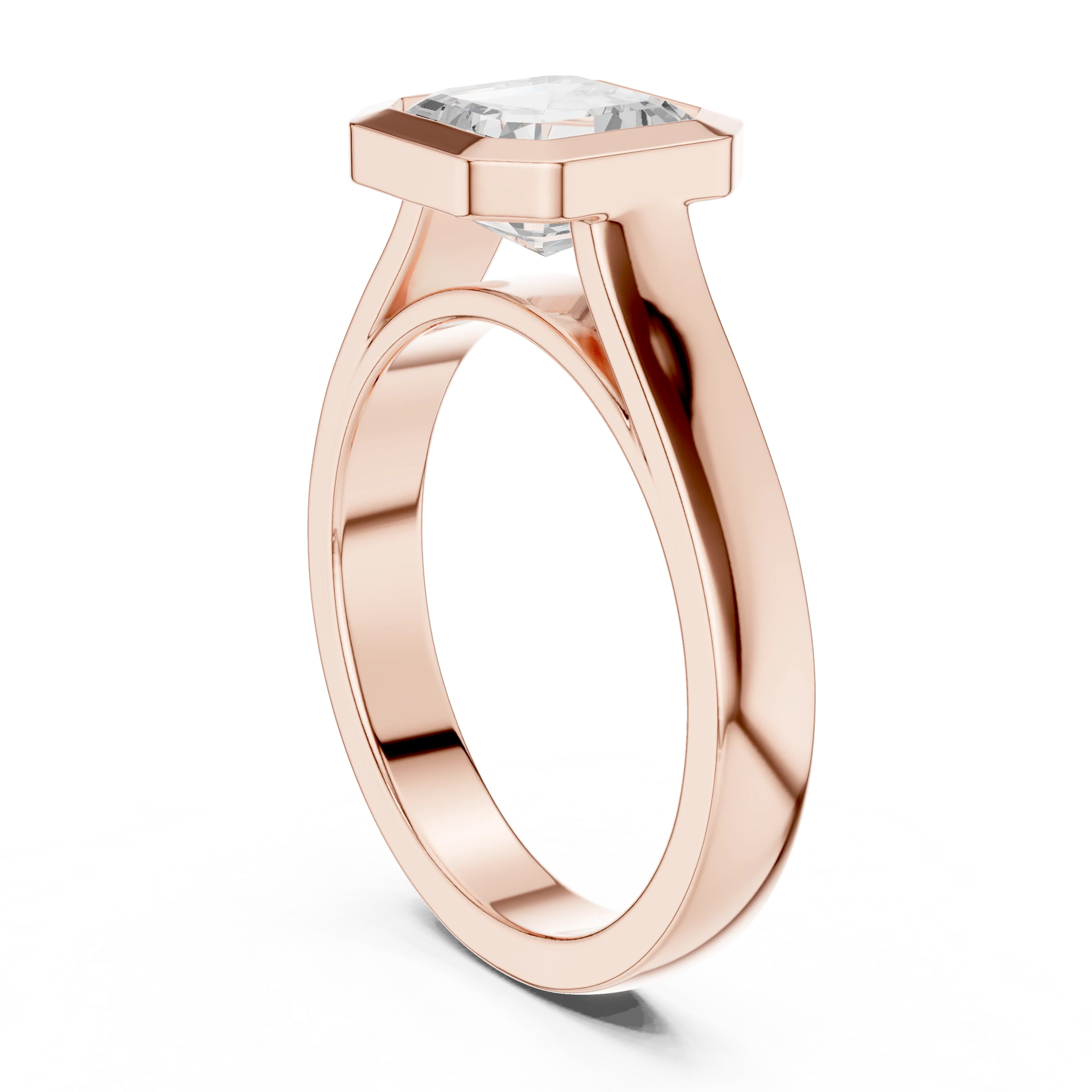 Asscher Cut Diamond Bezel Solitaire Engagement Ring