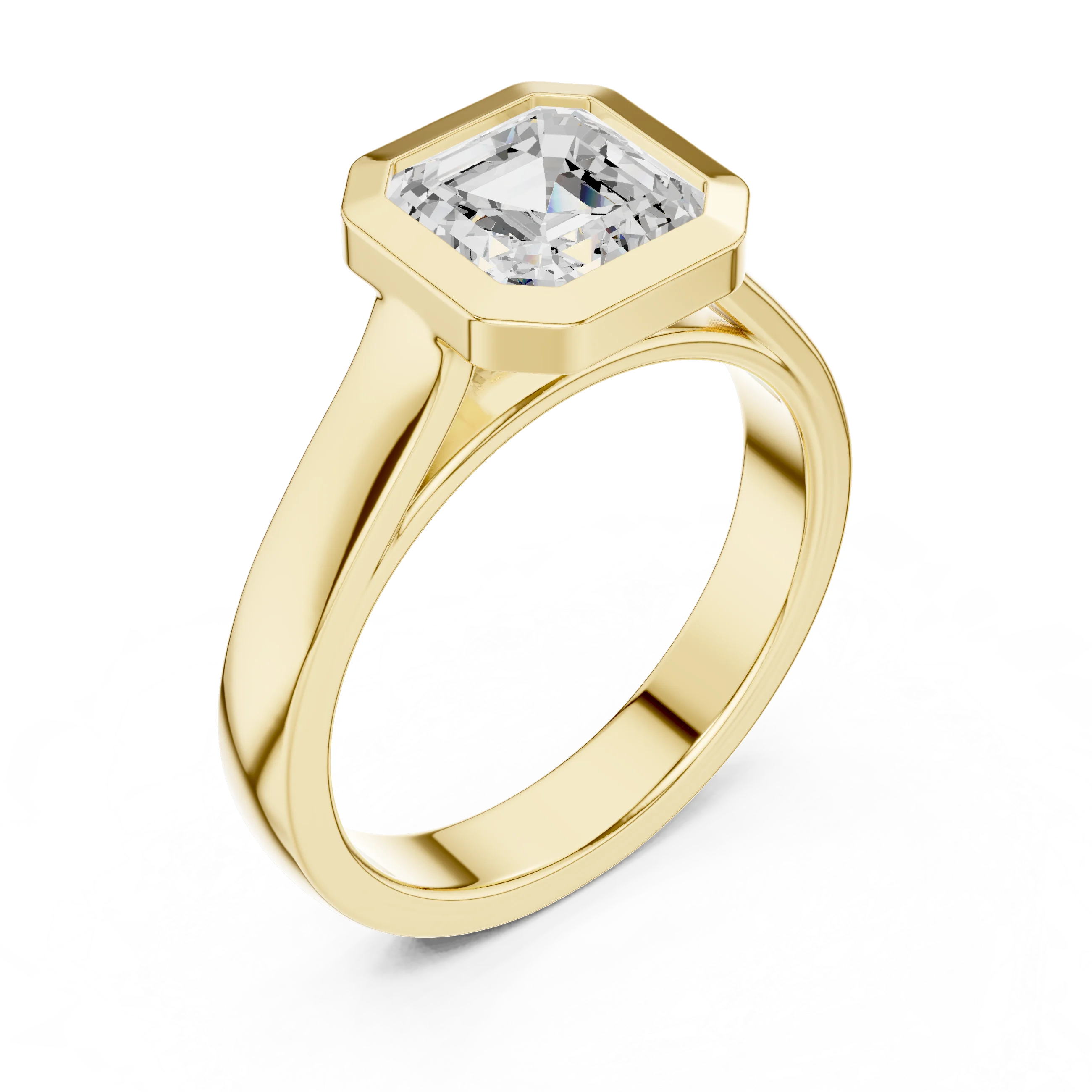 Asscher Cut Diamond Bezel Solitaire Engagement Ring