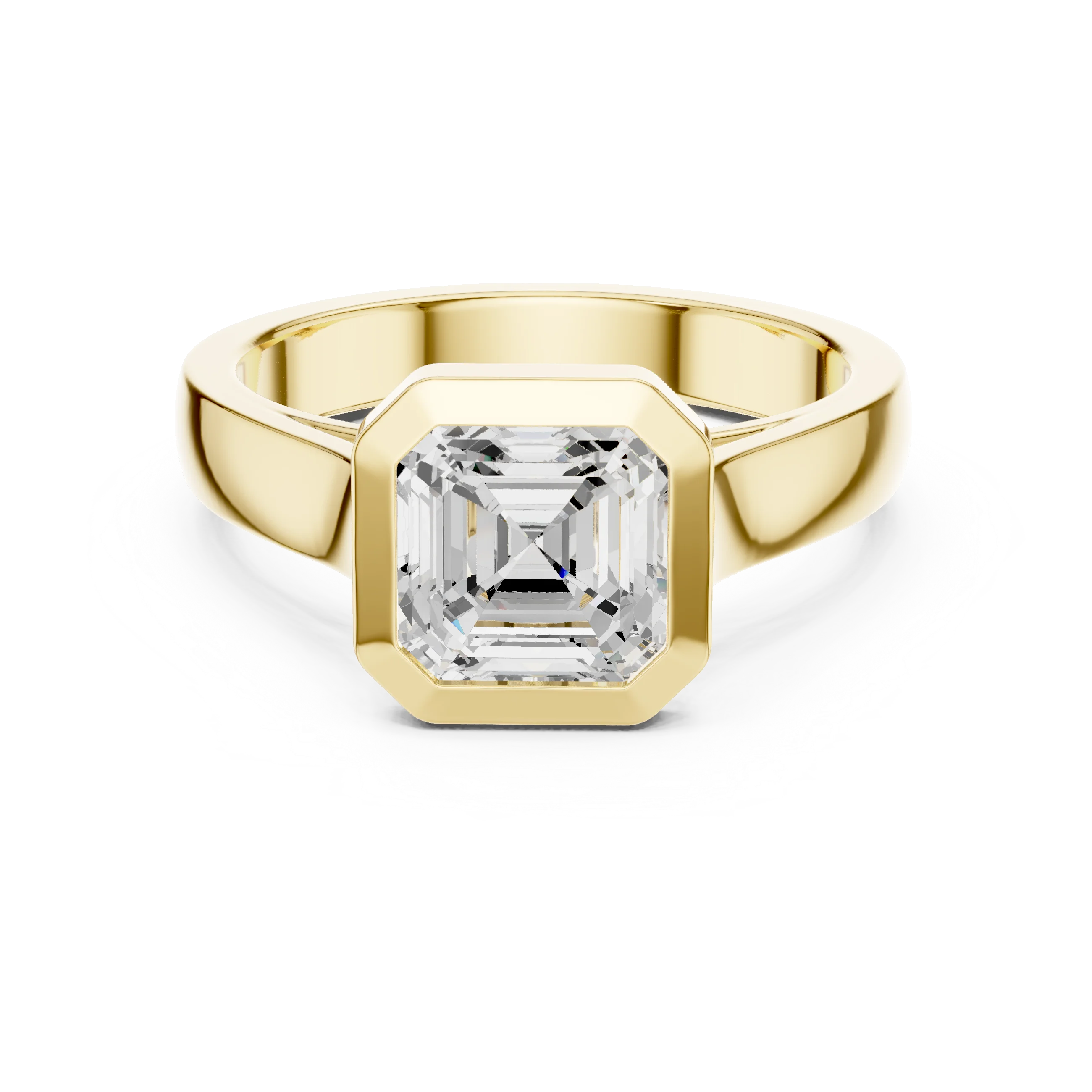 Asscher Cut Diamond Bezel Solitaire Engagement Ring