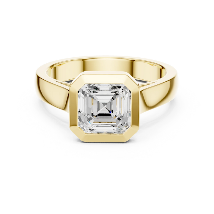 Asscher Cut Diamond Bezel Solitaire Engagement Ring