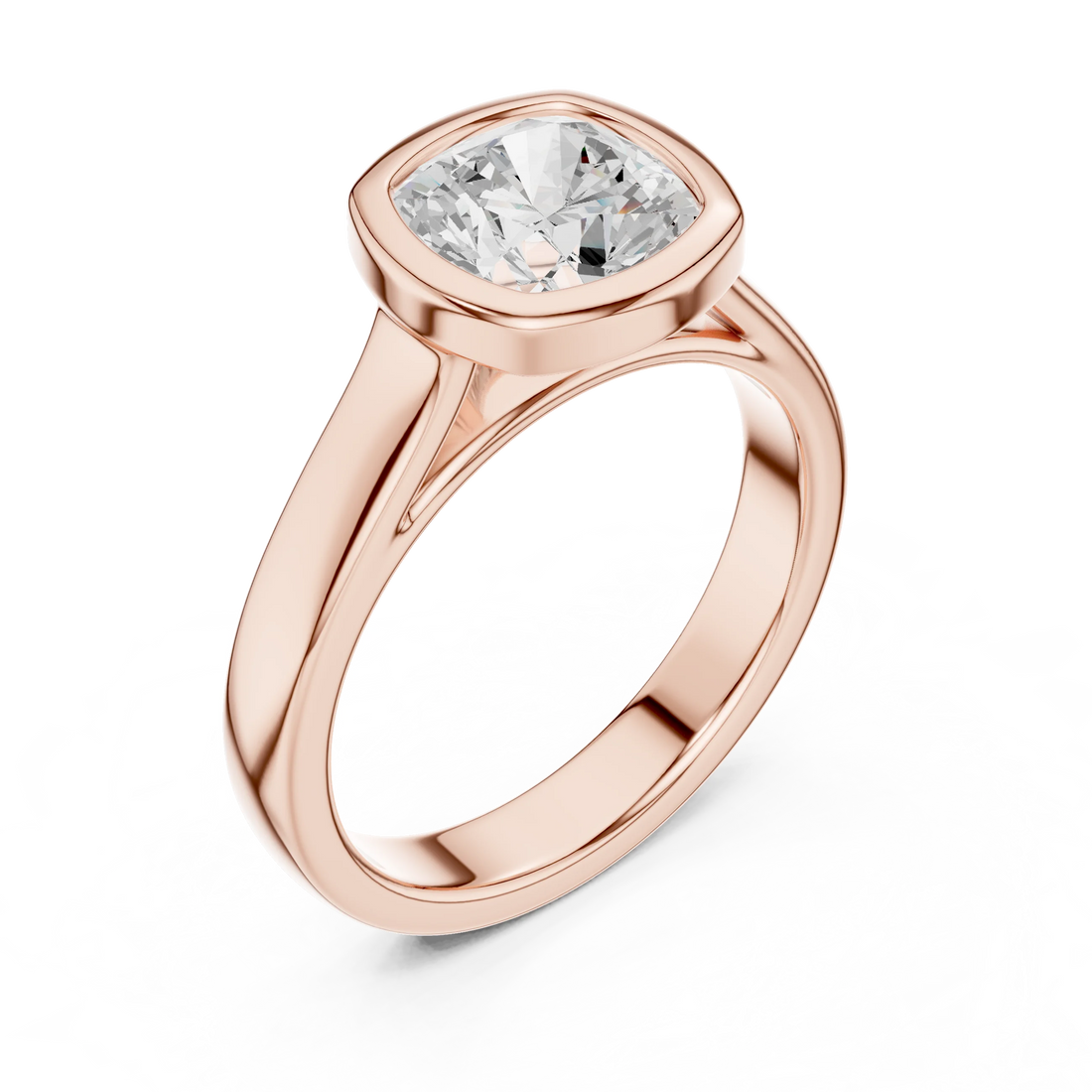 Cushion Cut Diamond Bezel Solitaire Engagement Ring