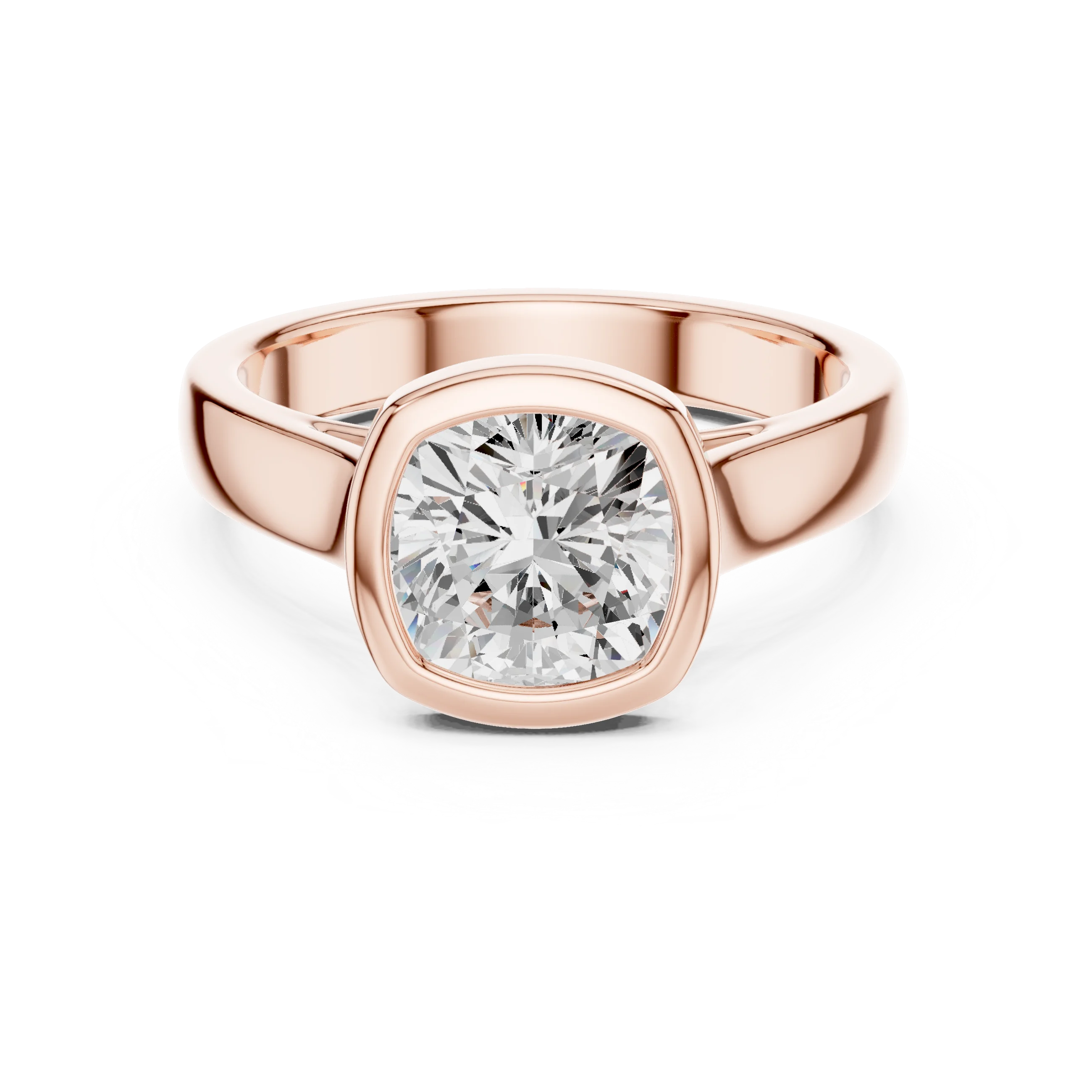 Cushion Cut Diamond Bezel Solitaire Engagement Ring