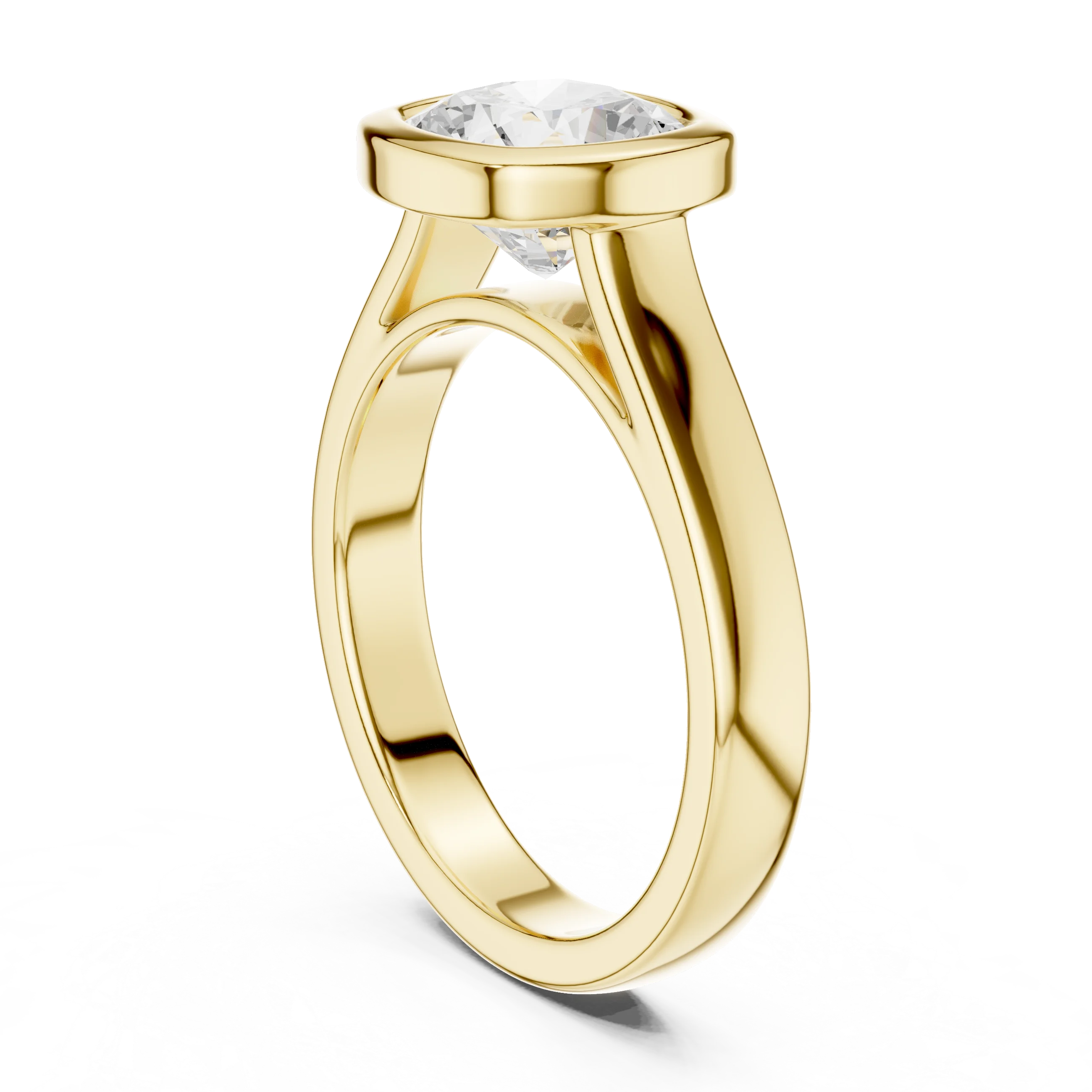 Cushion Cut Diamond Bezel Solitaire Engagement Ring