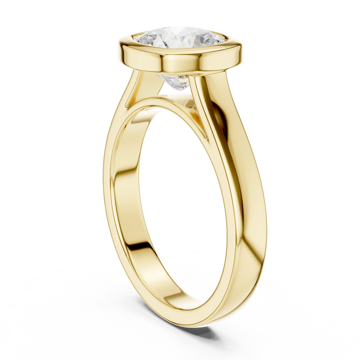 Cushion Cut Diamond Bezel Solitaire Engagement Ring