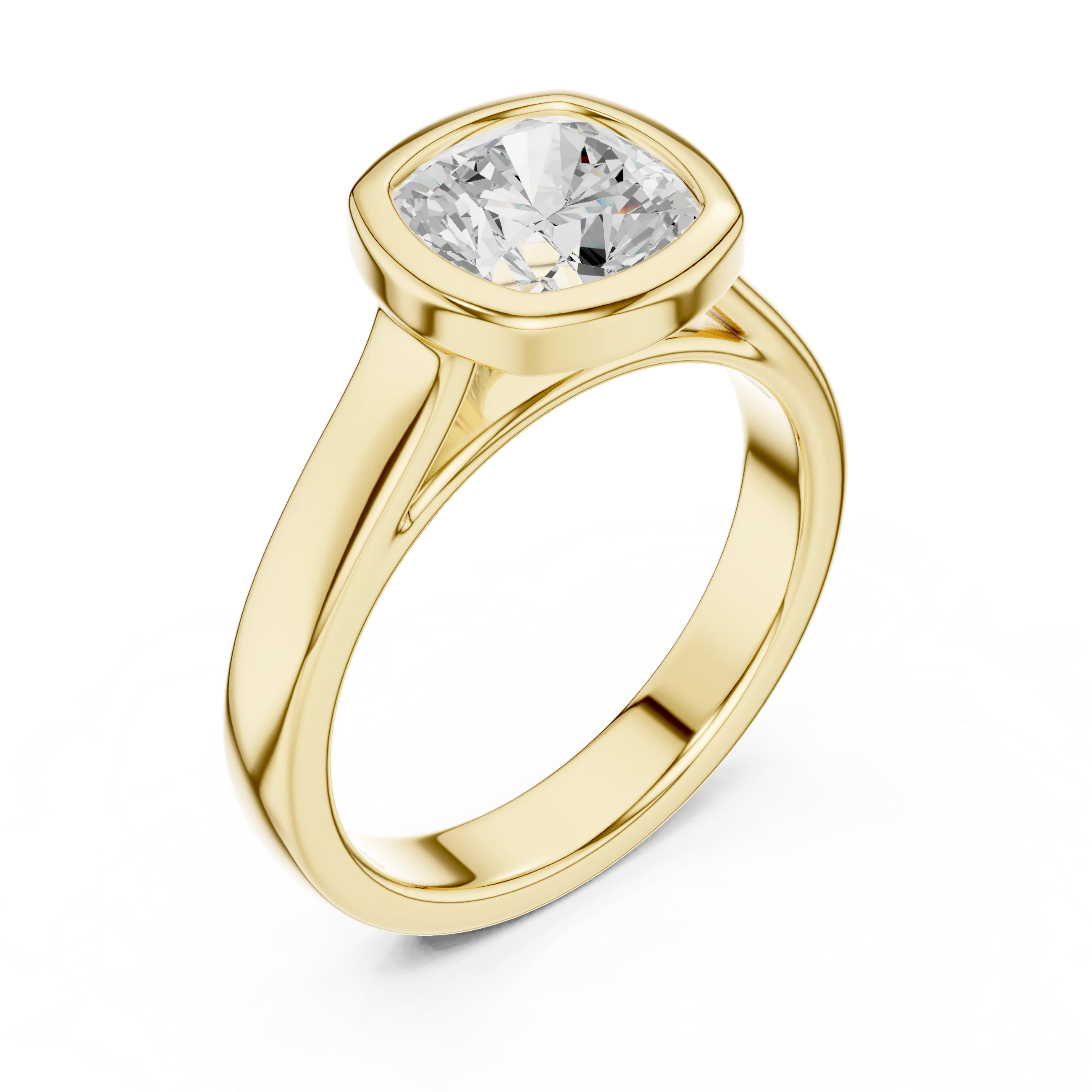Cushion Cut Diamond Bezel Solitaire Engagement Ring