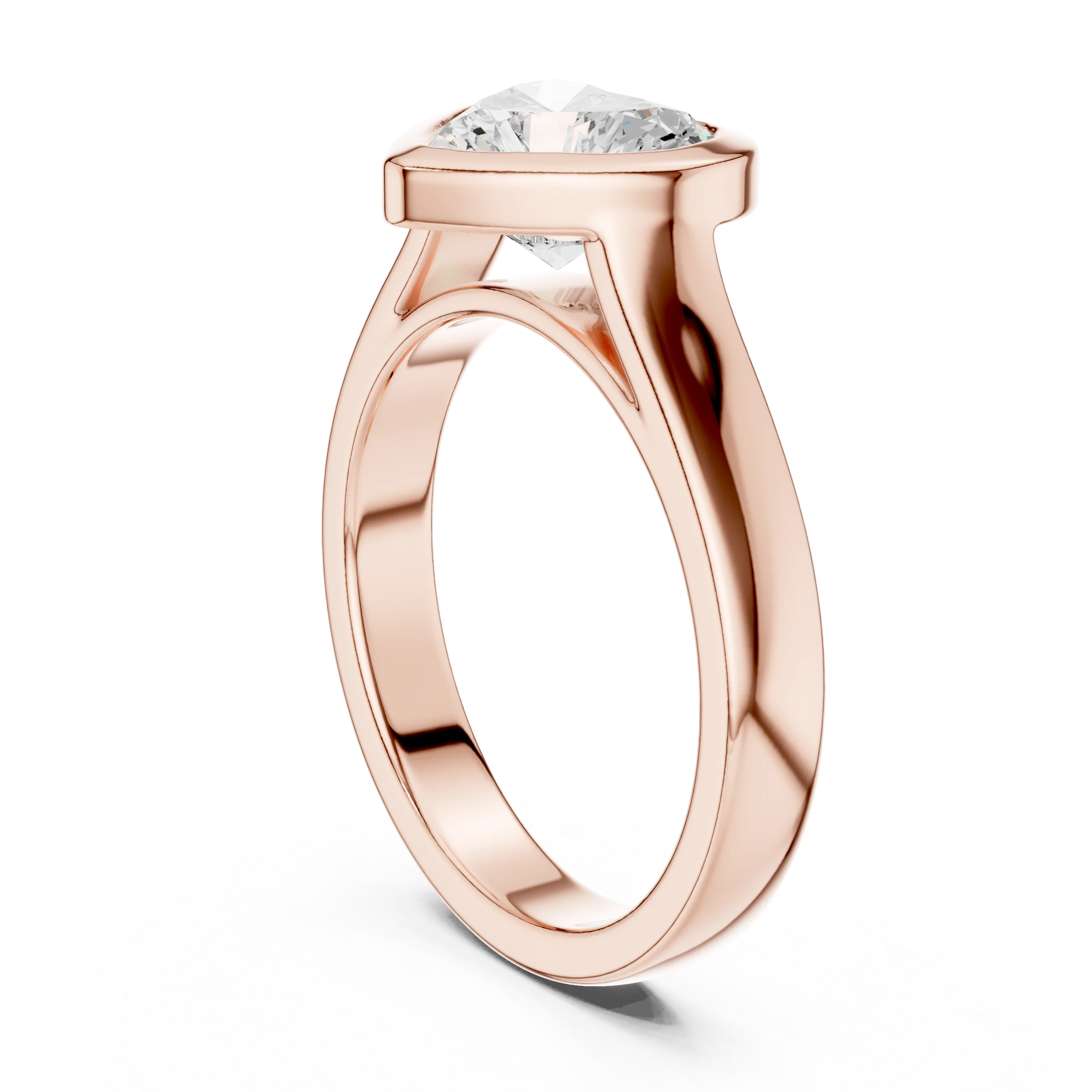 Heart Cut Diamond Bezel Solitaire Engagement Ring