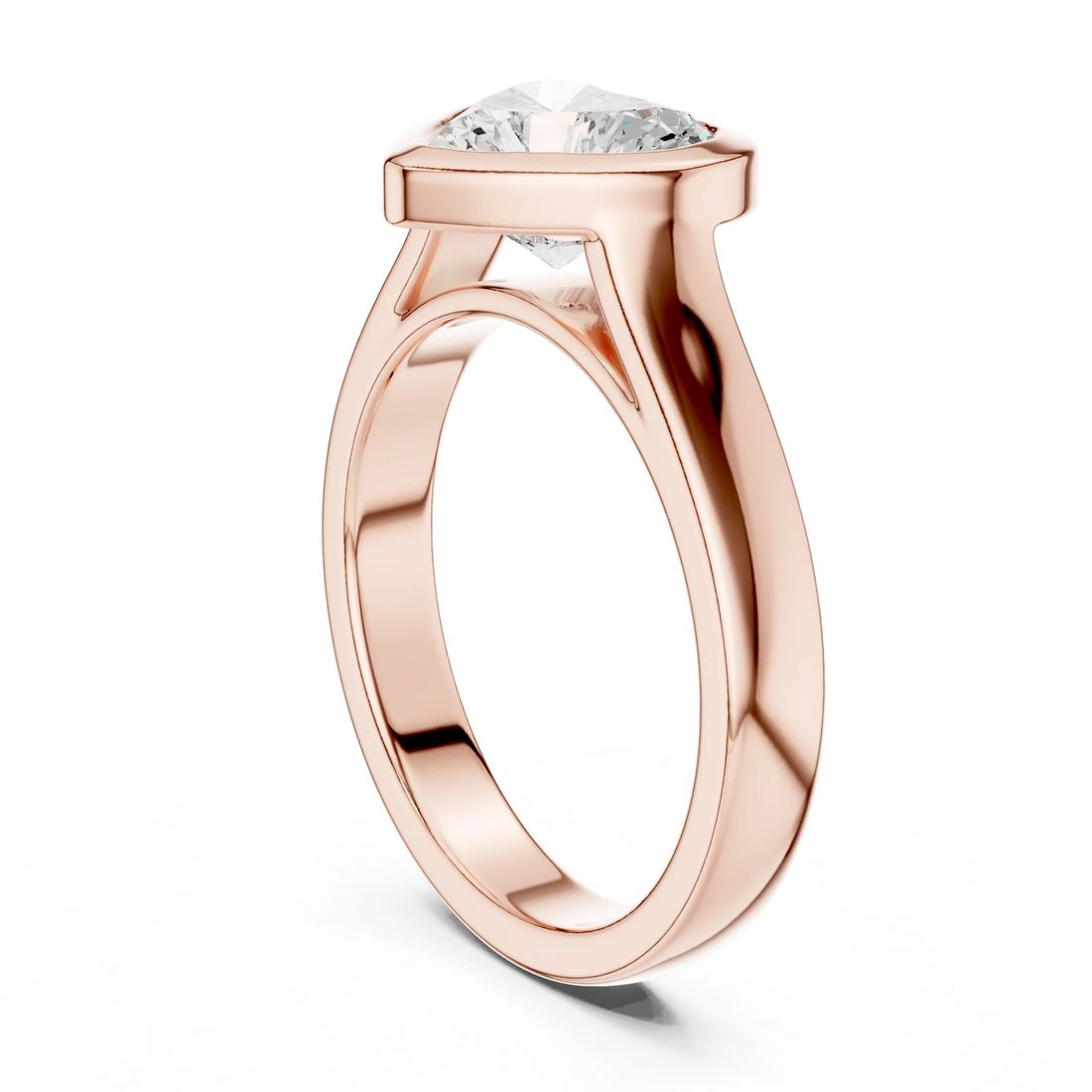 Heart Cut Diamond Bezel Solitaire Engagement Ring