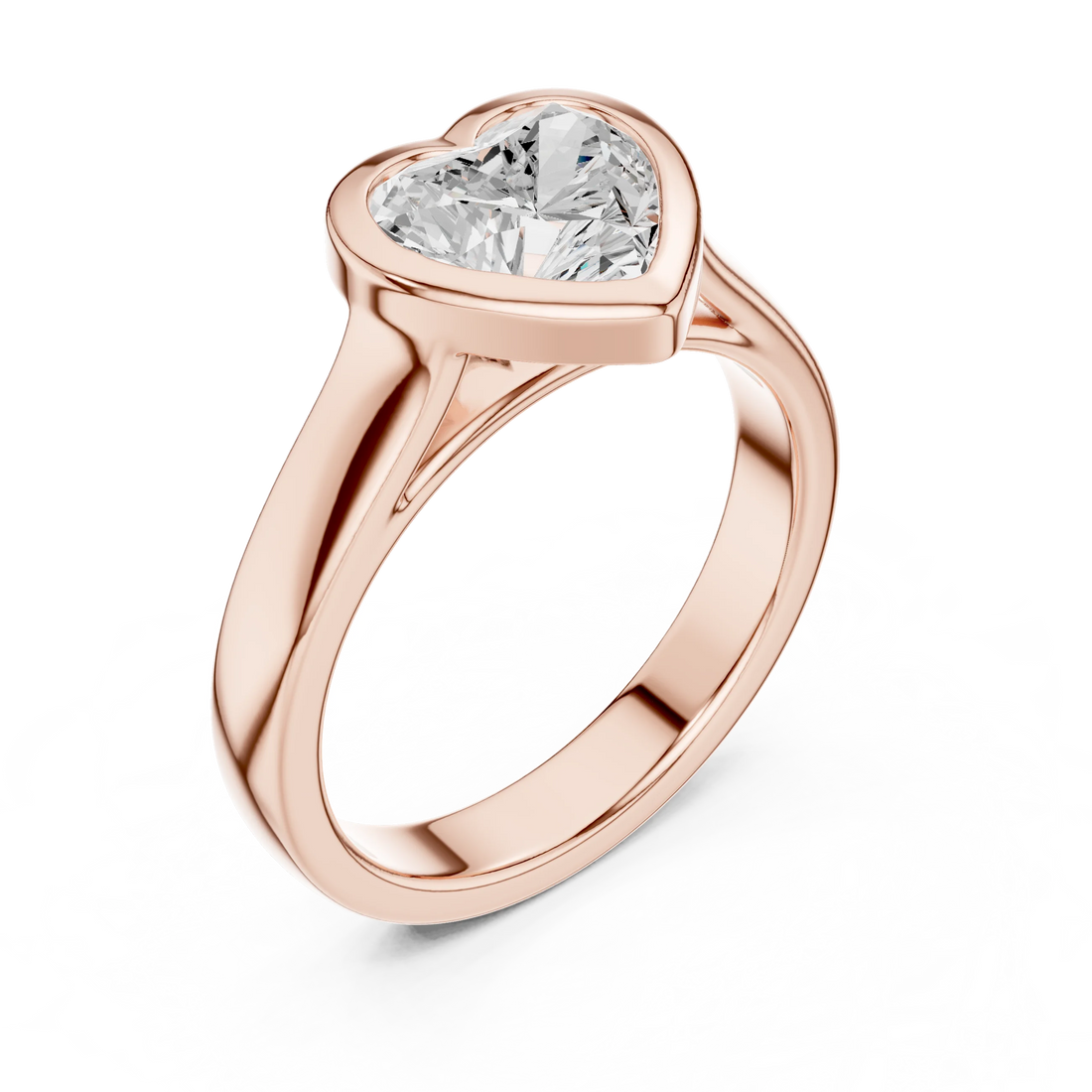 Heart Cut Diamond Bezel Solitaire Engagement Ring