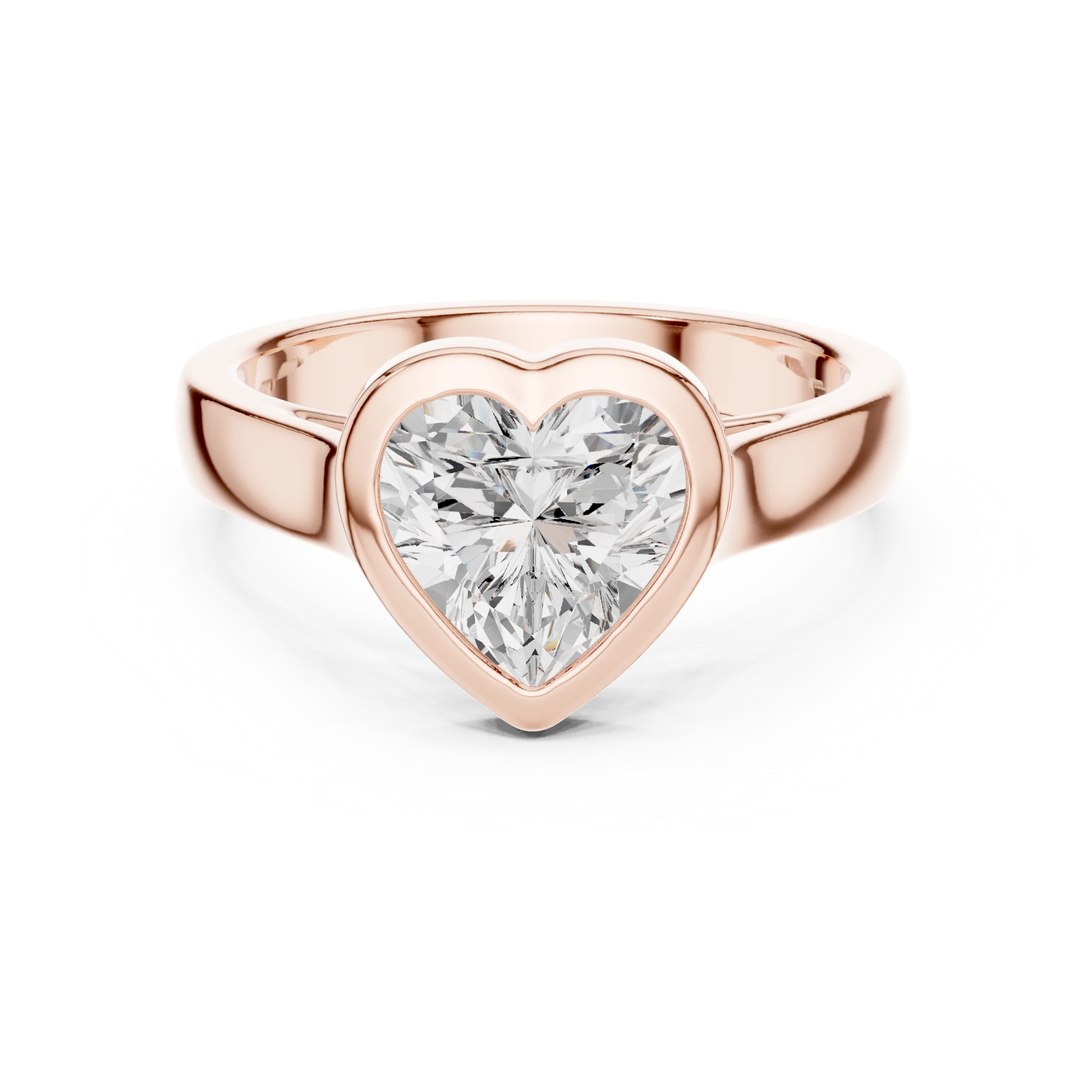 Heart Cut Diamond Bezel Solitaire Engagement Ring