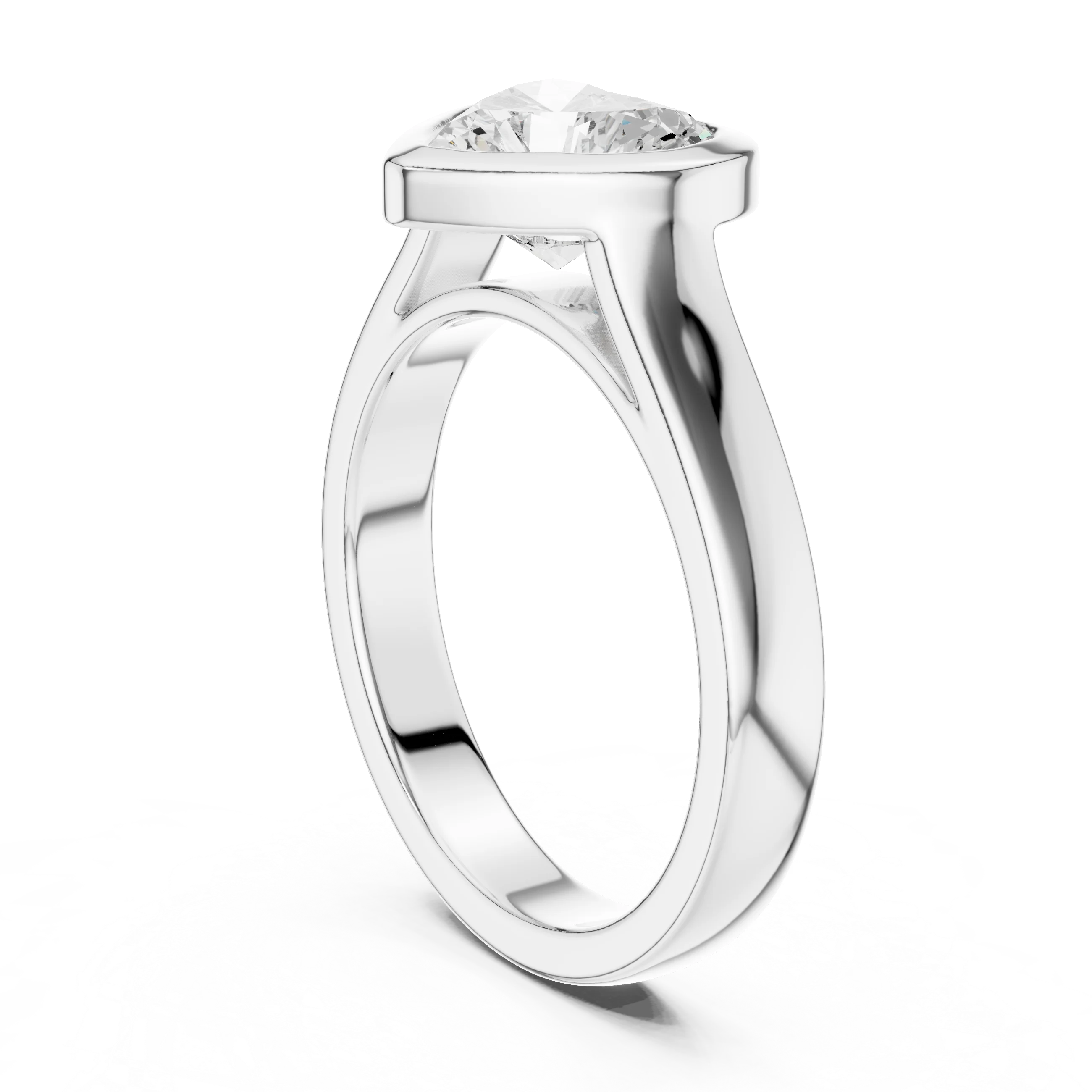 Heart Cut Diamond Bezel Solitaire Engagement Ring