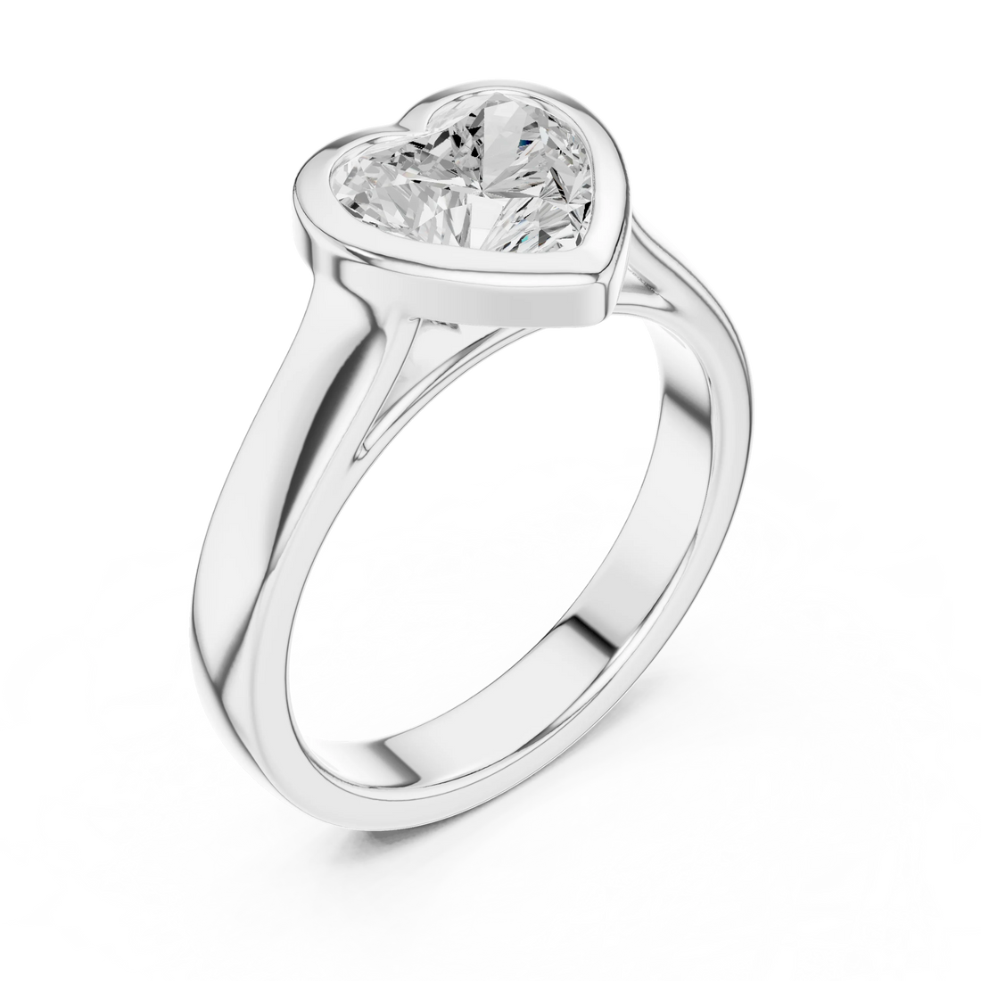 Heart Cut Diamond Bezel Solitaire Engagement Ring