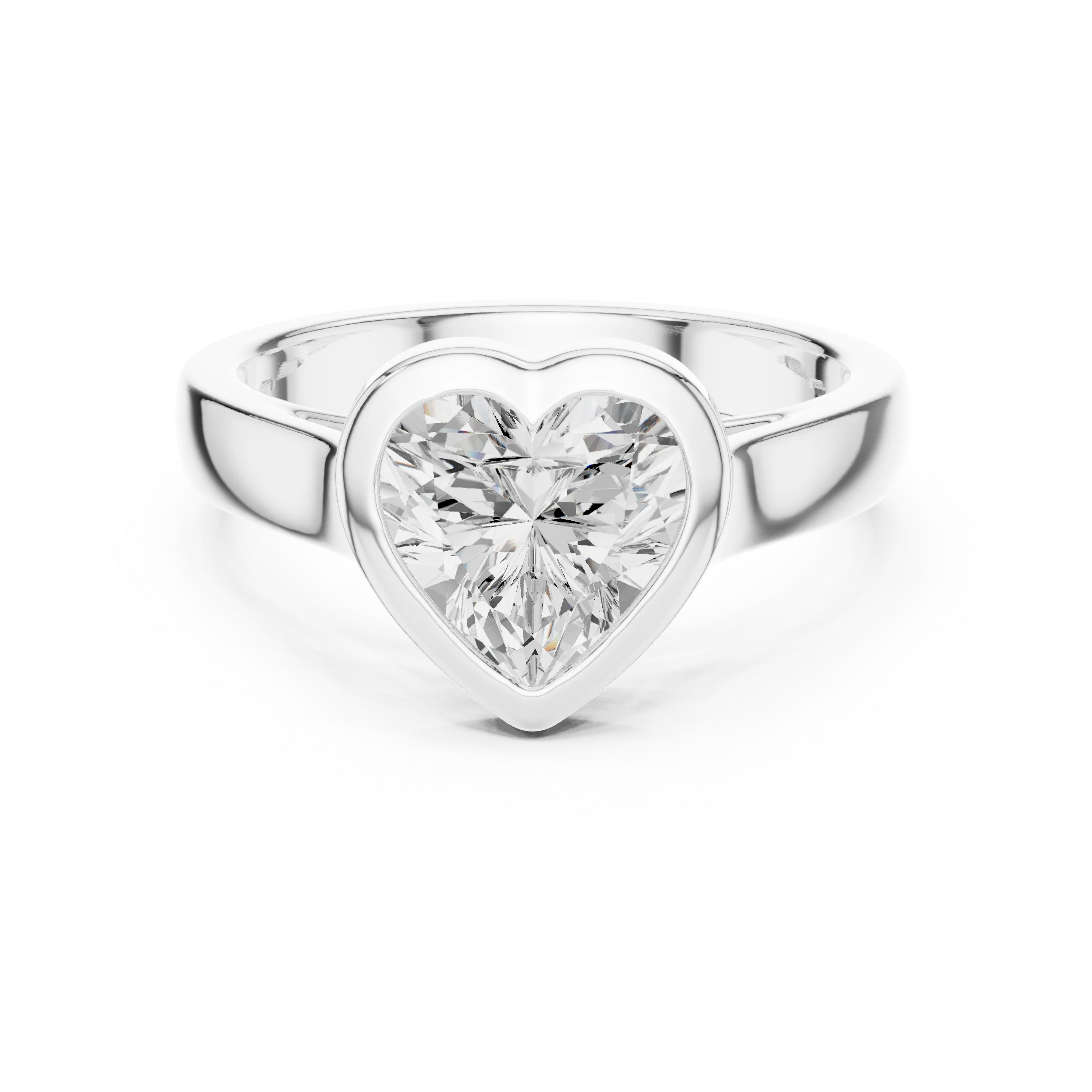 Heart Cut Diamond Bezel Solitaire Engagement Ring