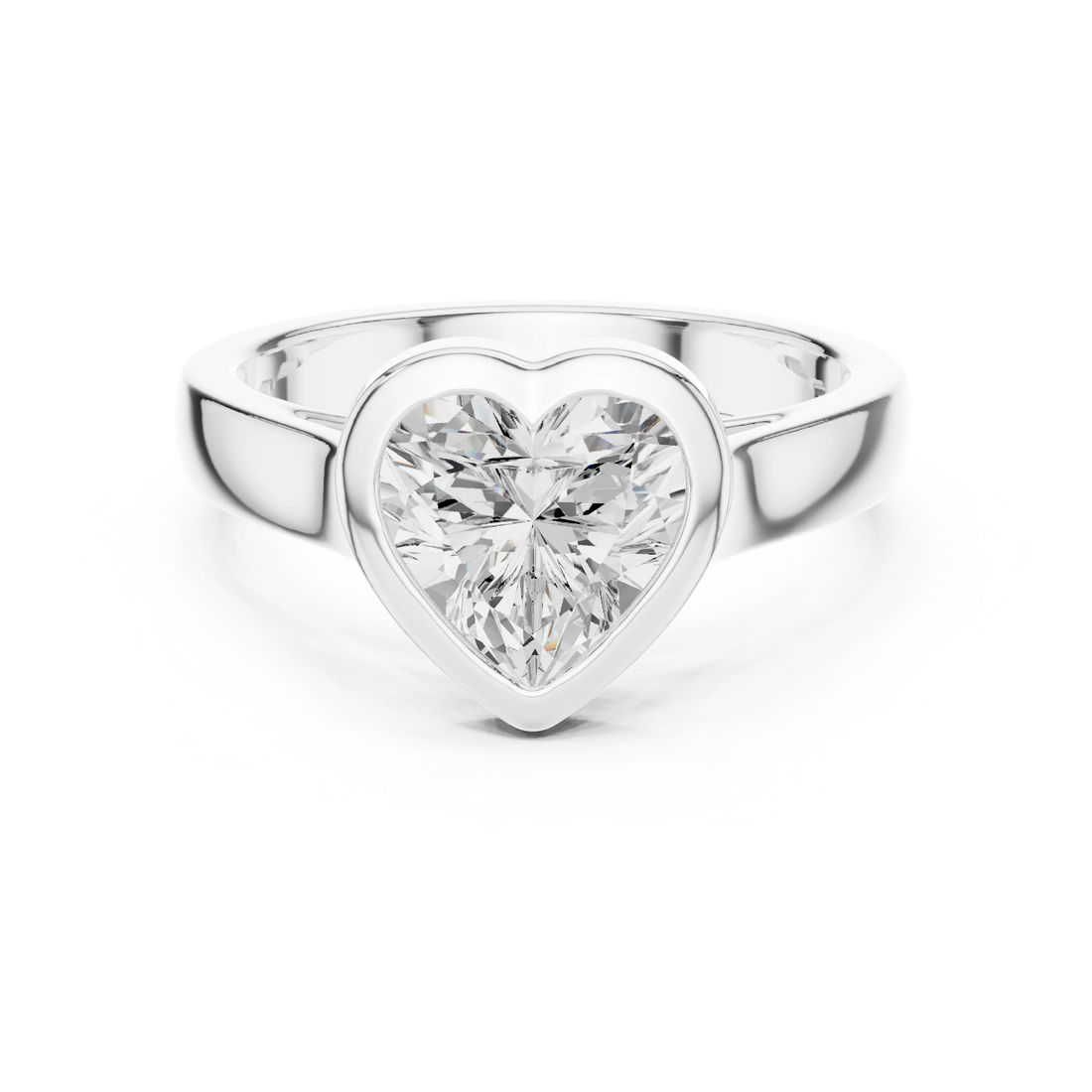 Heart Cut Diamond Bezel Solitaire Engagement Ring