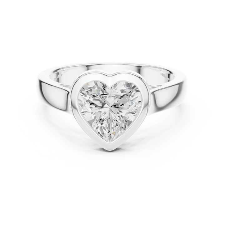 Heart Cut Diamond Bezel Solitaire Engagement Ring