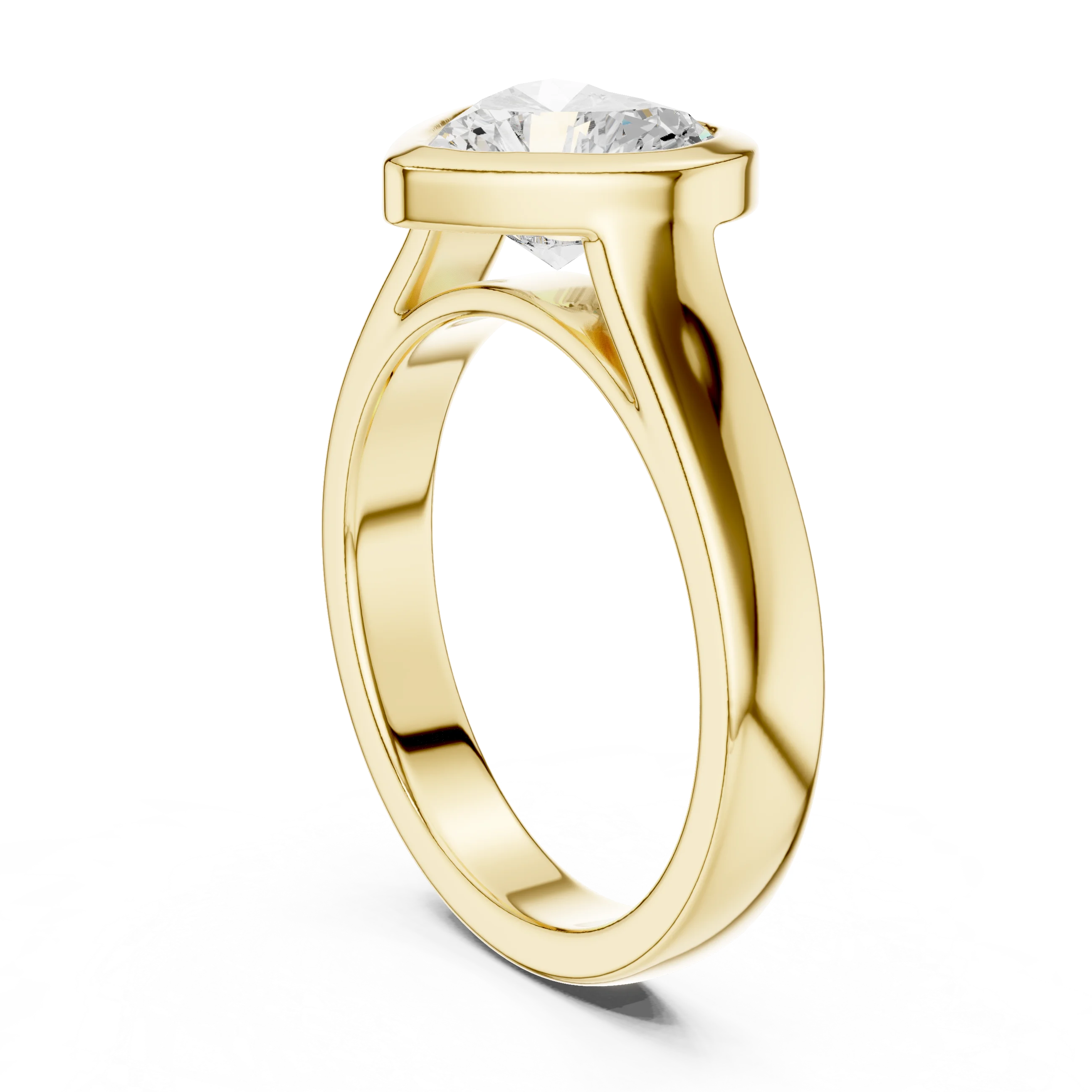 Heart Cut Diamond Bezel Solitaire Engagement Ring
