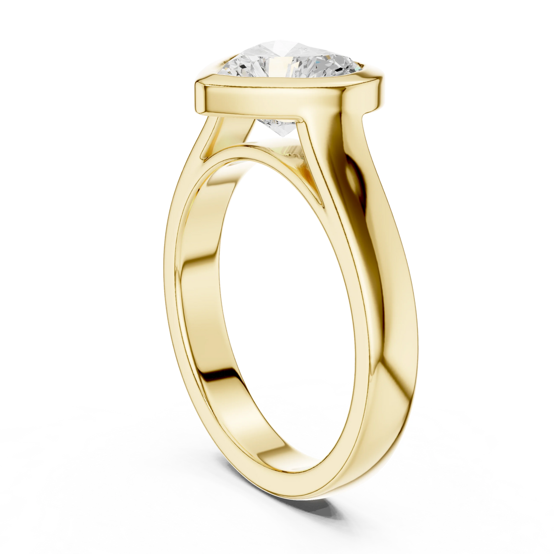 Heart Cut Diamond Bezel Solitaire Engagement Ring