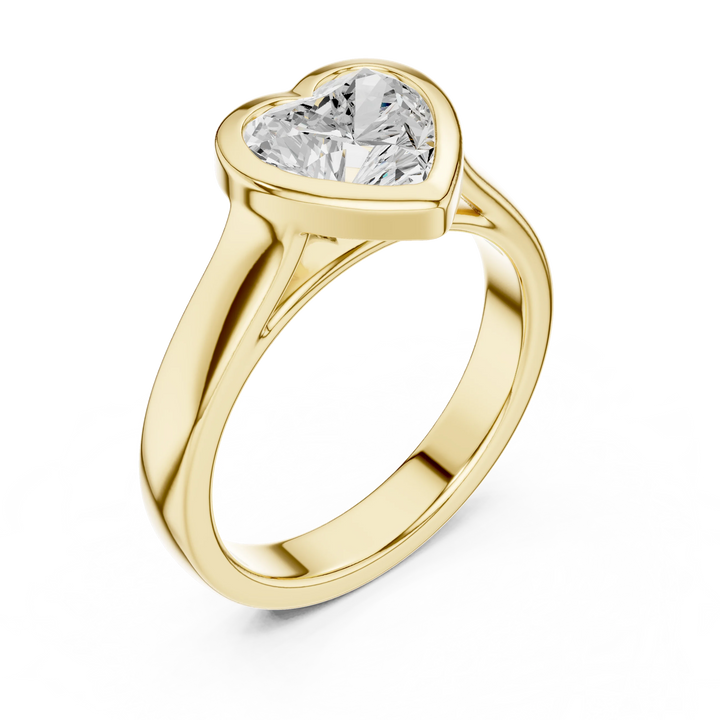 Heart Cut Diamond Bezel Solitaire Engagement Ring