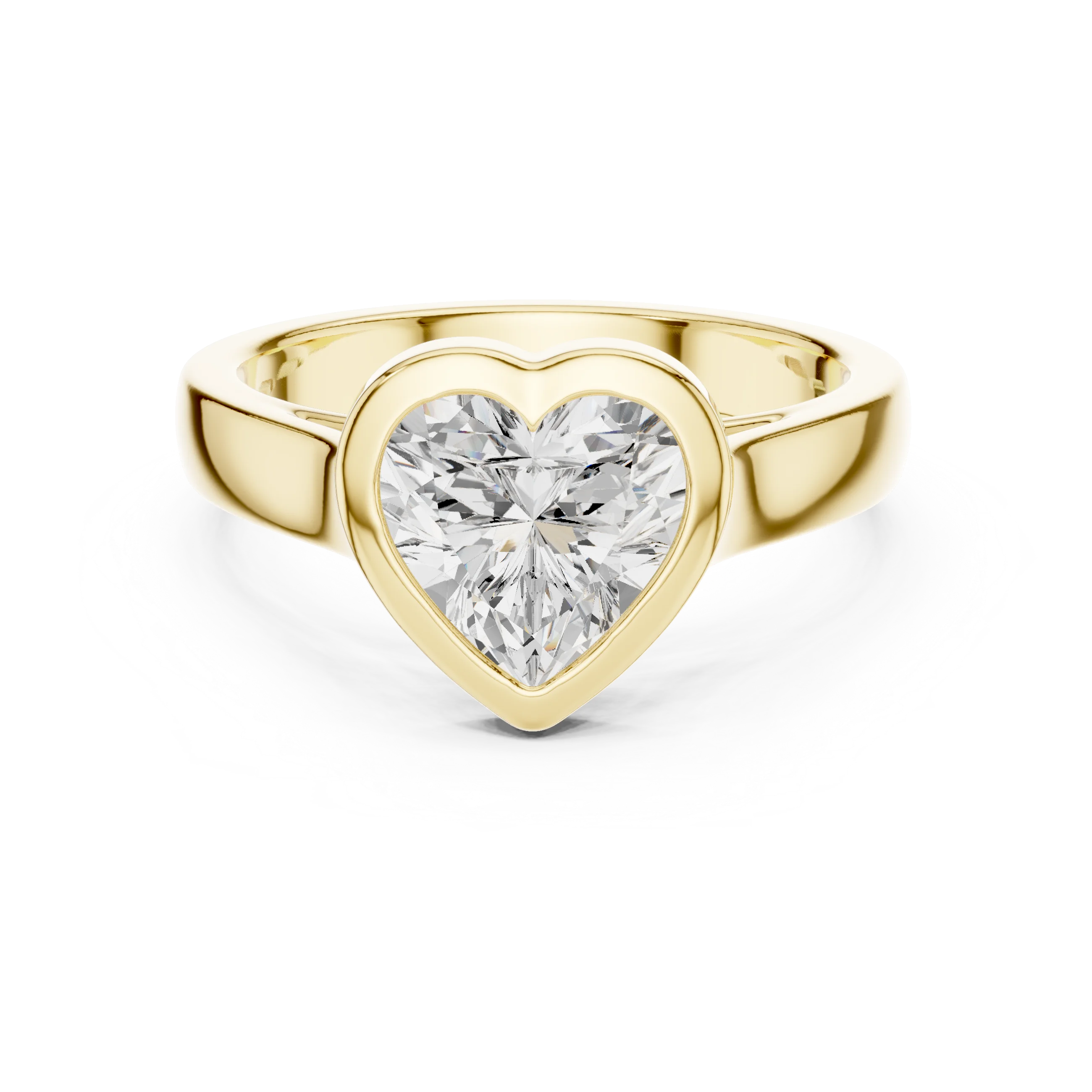 Heart Cut Diamond Bezel Solitaire Engagement Ring