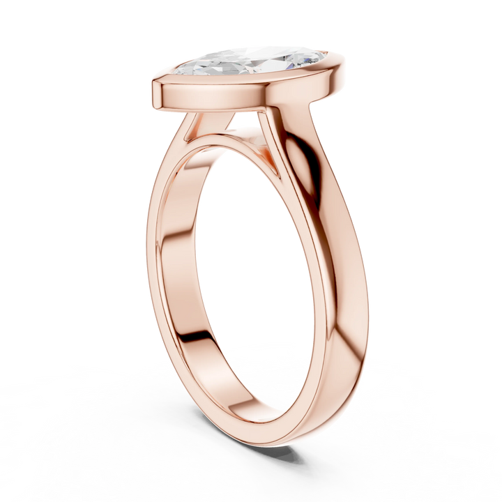 Marquise Cut Diamond Bezel Solitaire Engagement Ring