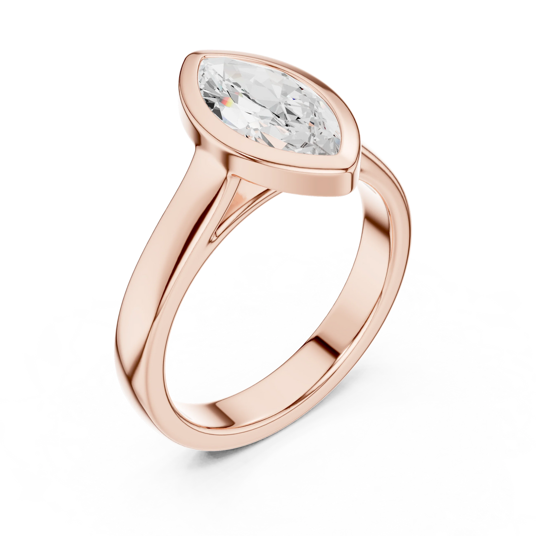 Marquise Cut Diamond Bezel Solitaire Engagement Ring