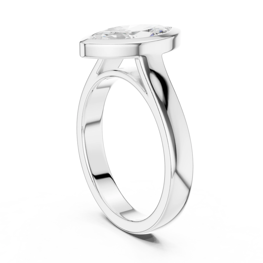 Marquise Cut Diamond Bezel Solitaire Engagement Ring