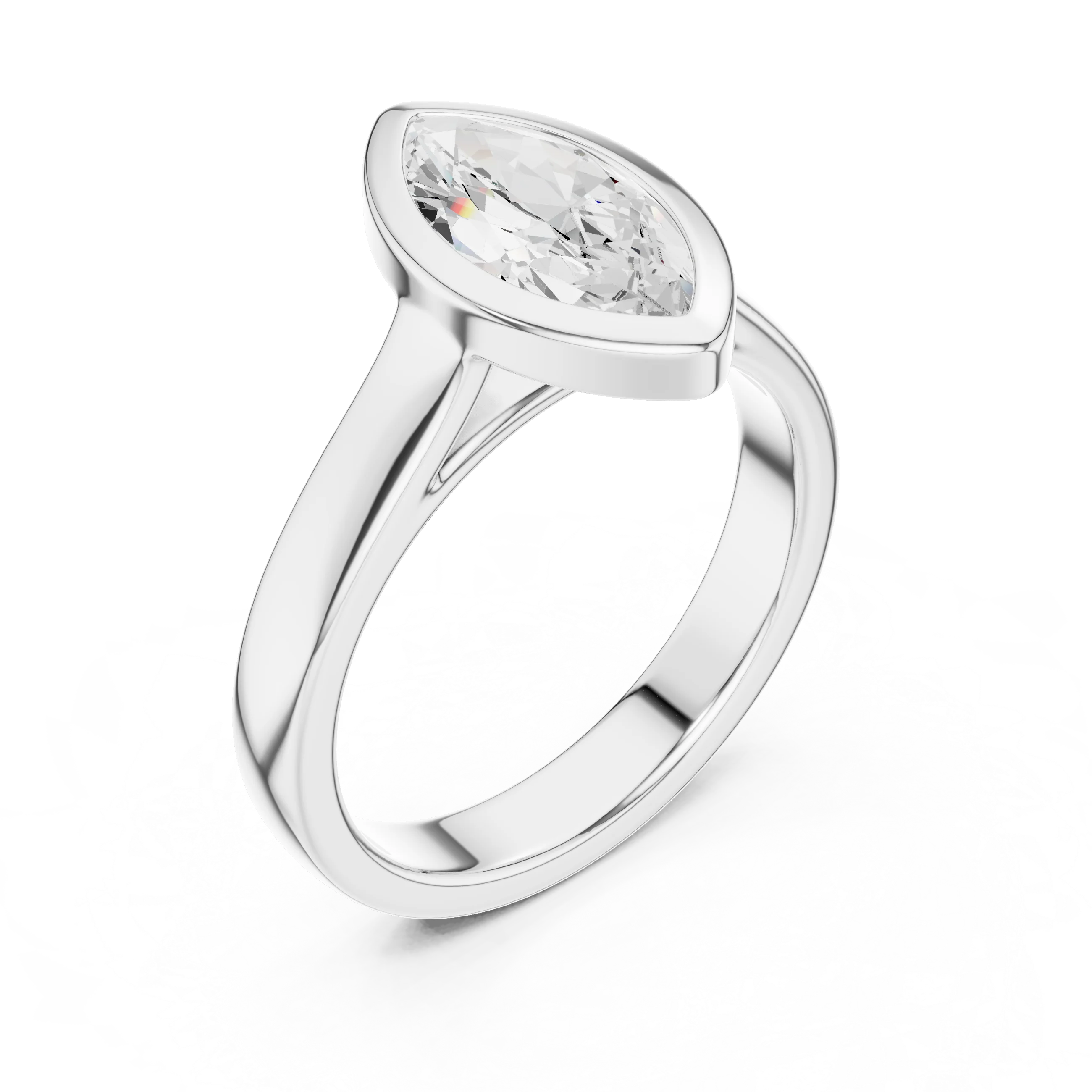 Marquise Cut Diamond Bezel Solitaire Engagement Ring