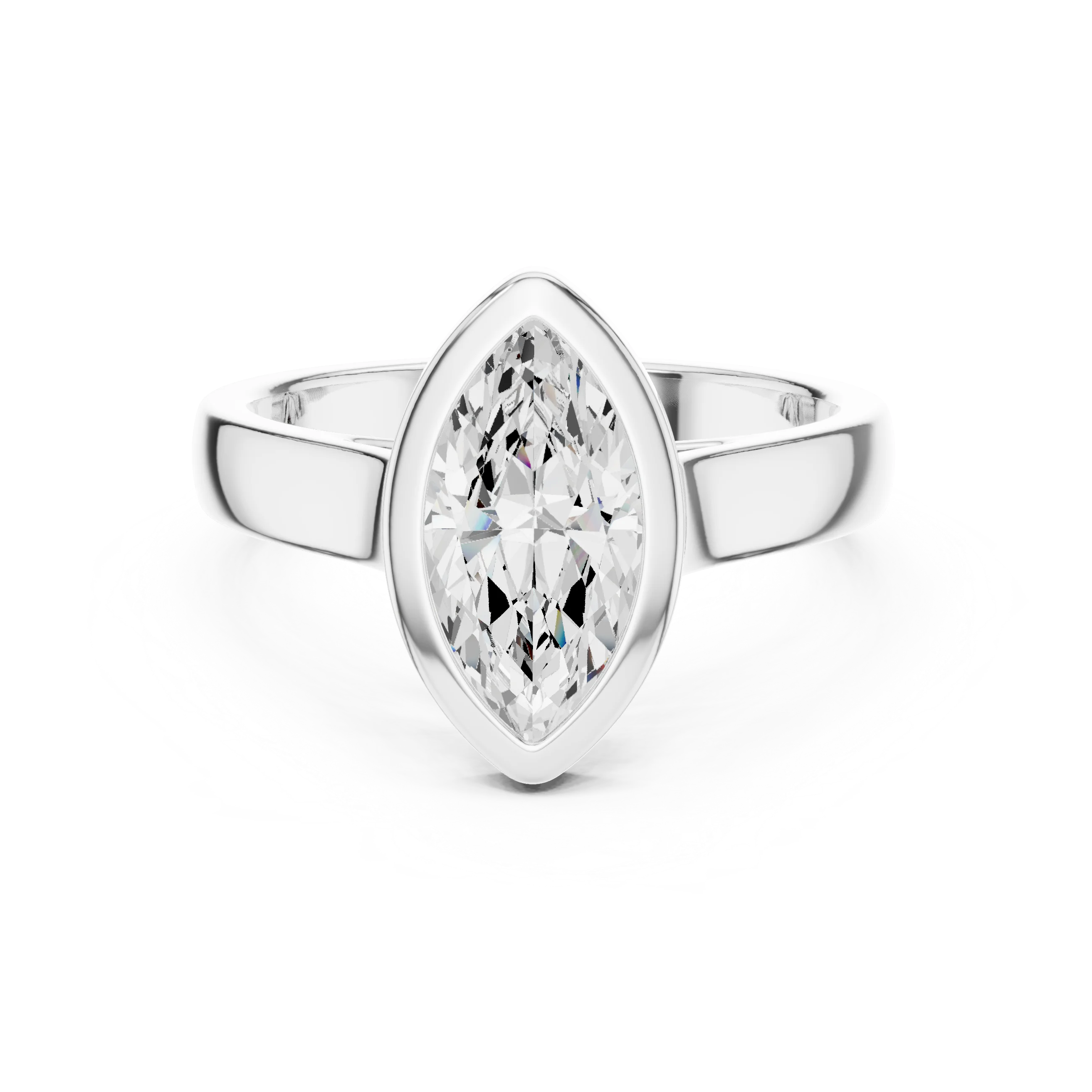 Marquise Cut Diamond Bezel Solitaire Engagement Ring