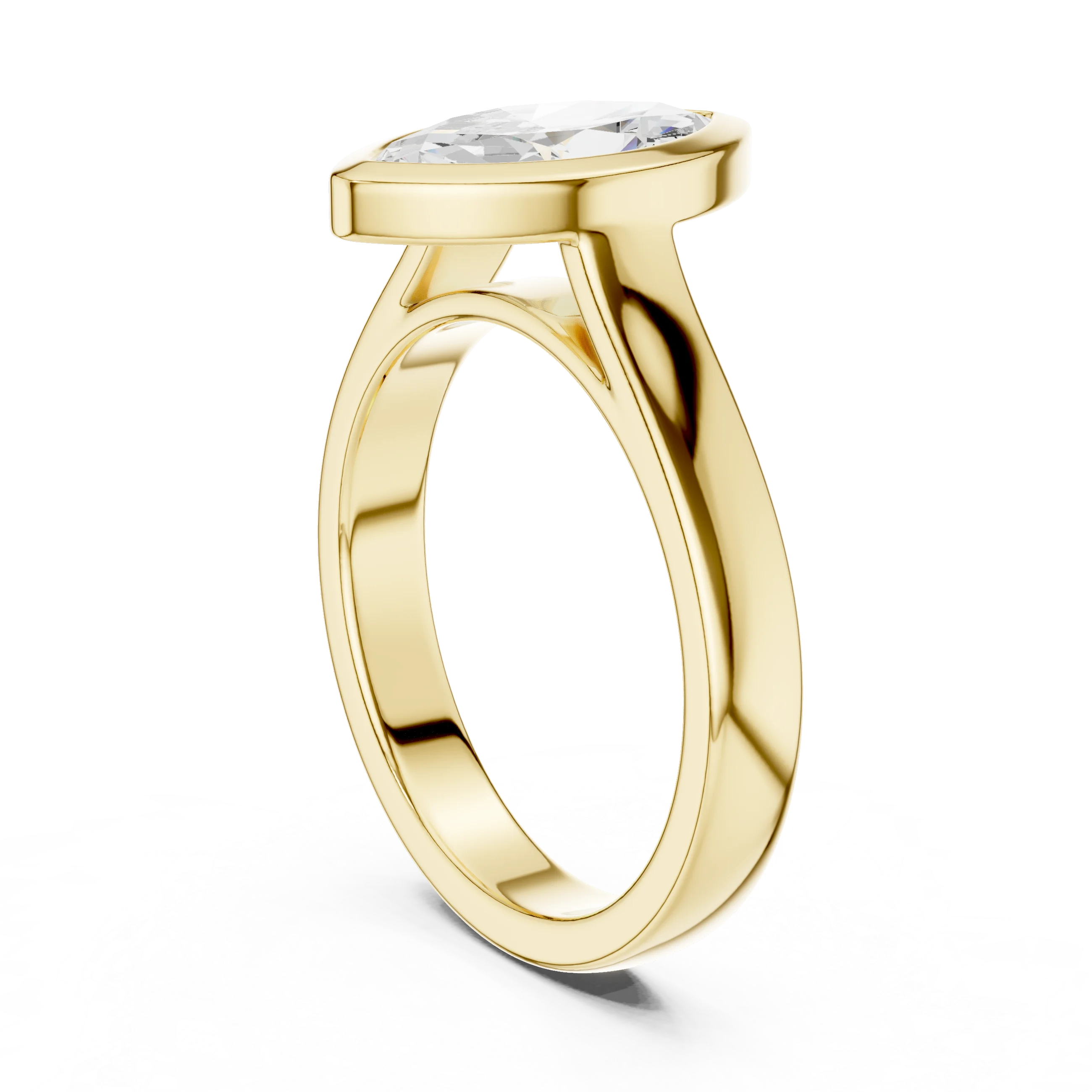 Marquise Cut Diamond Bezel Solitaire Engagement Ring