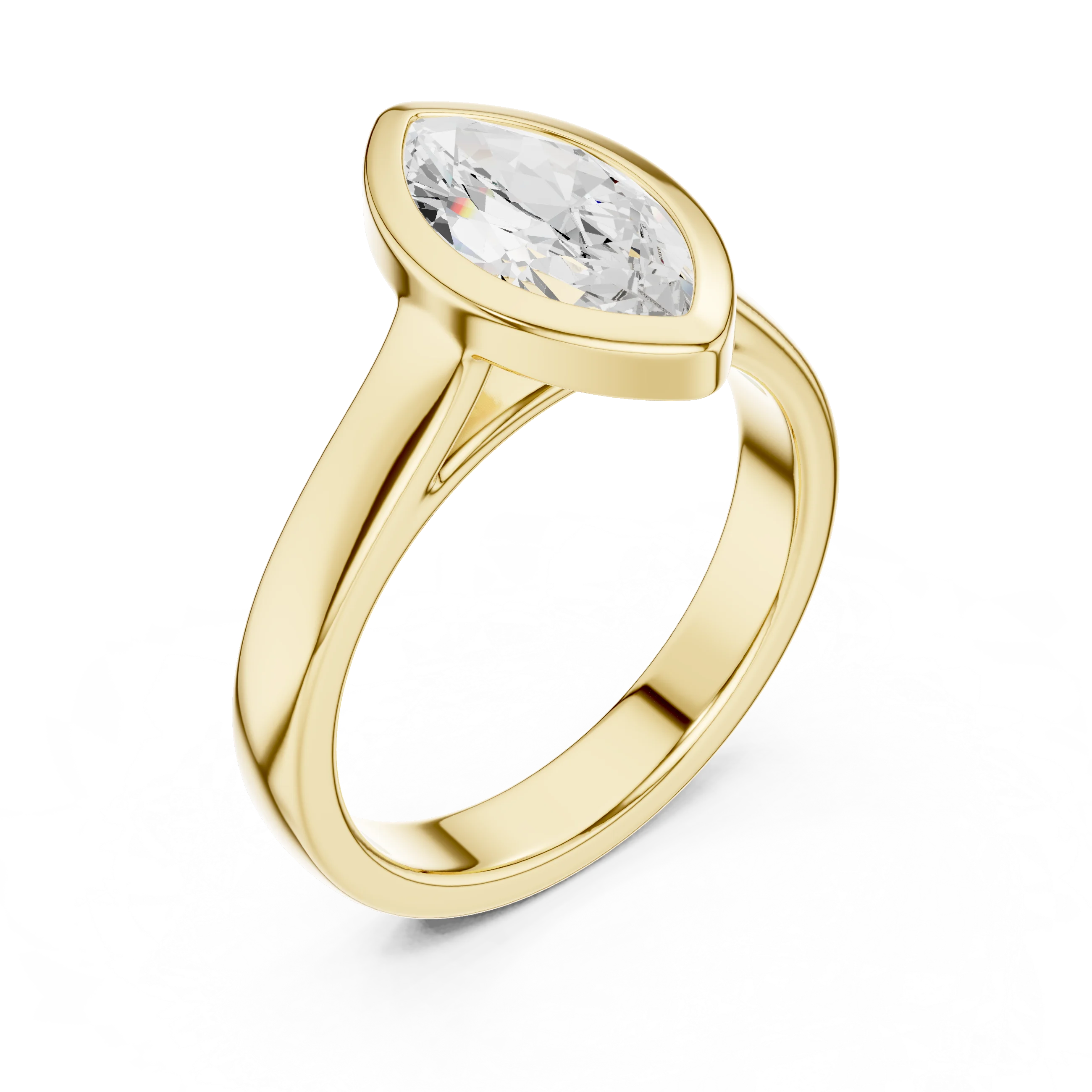 Marquise Cut Diamond Bezel Solitaire Engagement Ring