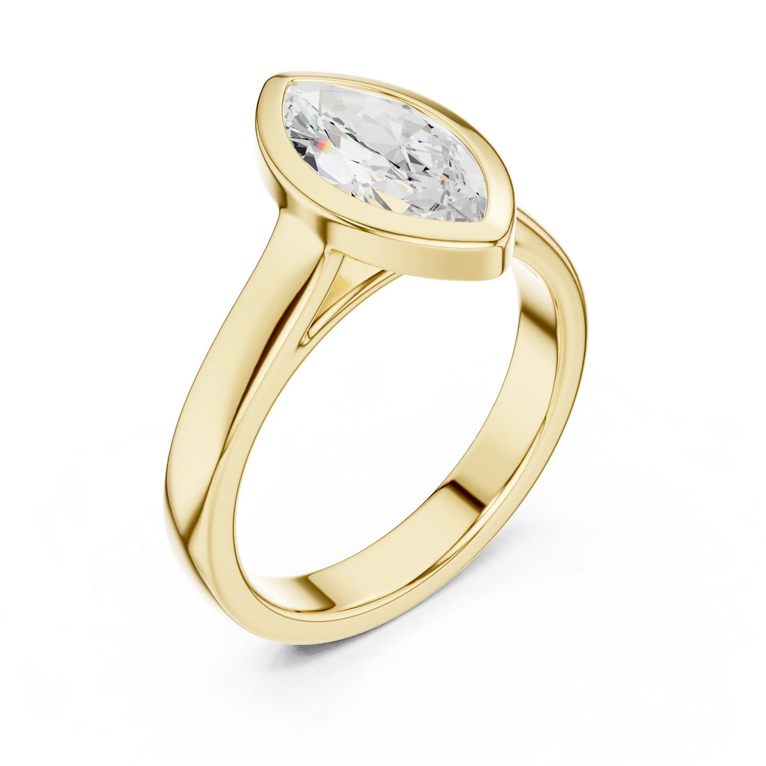 Marquise Cut Diamond Bezel Solitaire Engagement Ring