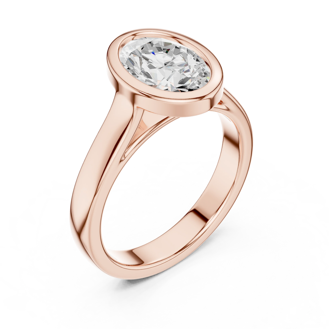 Oval Cut Diamond Bezel Solitaire Engagement Ring