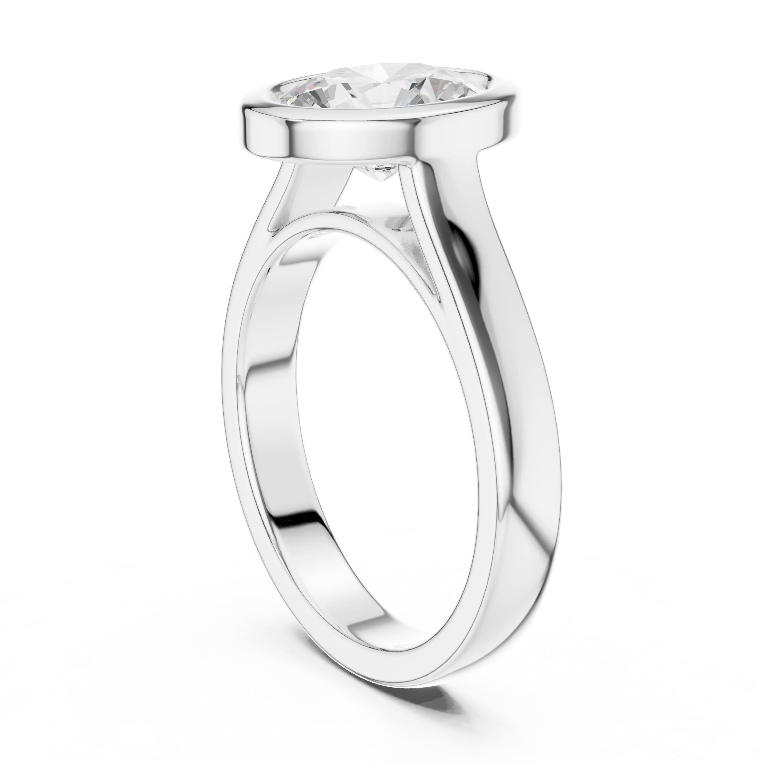 Oval Cut Diamond Bezel Solitaire Engagement Ring
