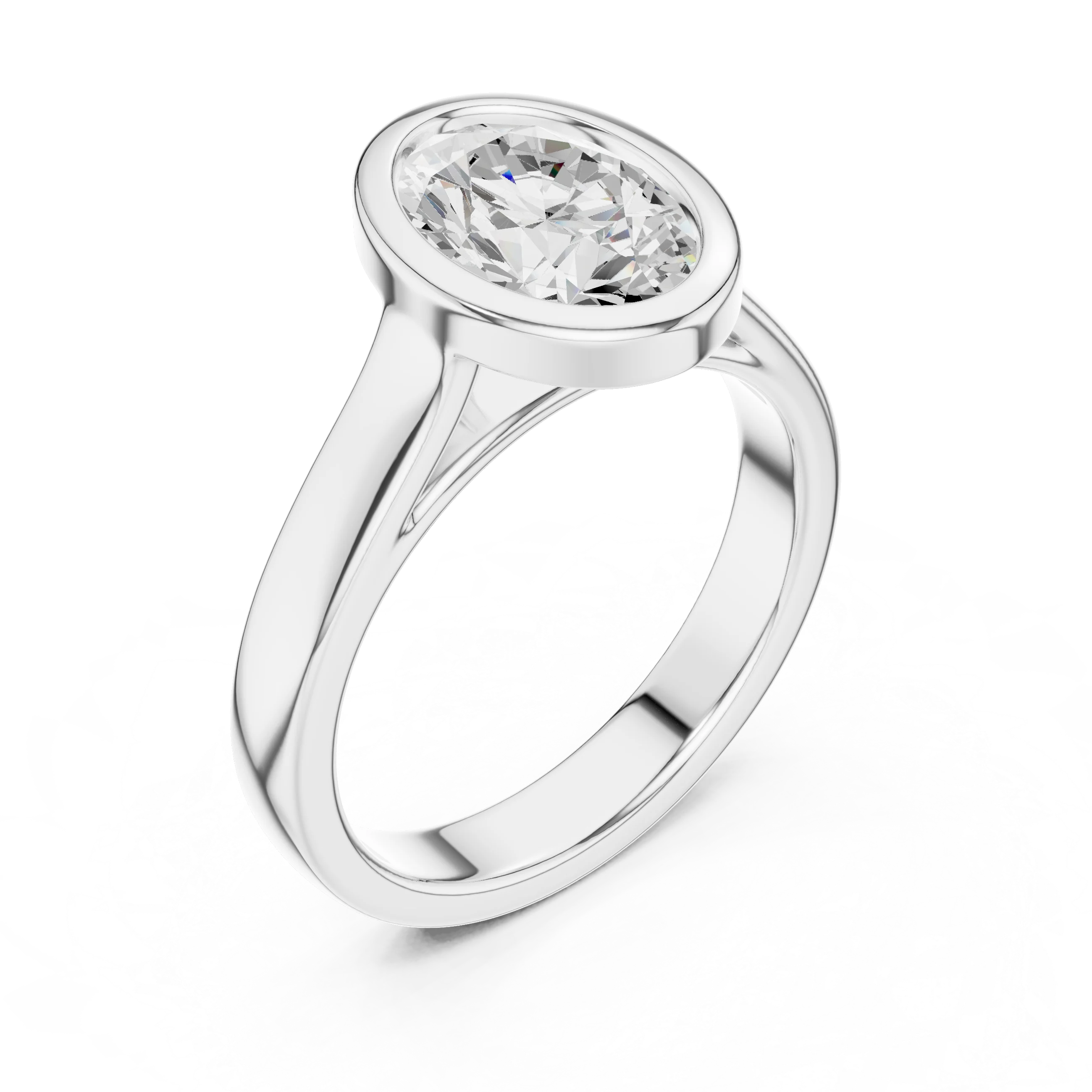 Oval Cut Diamond Bezel Solitaire Engagement Ring