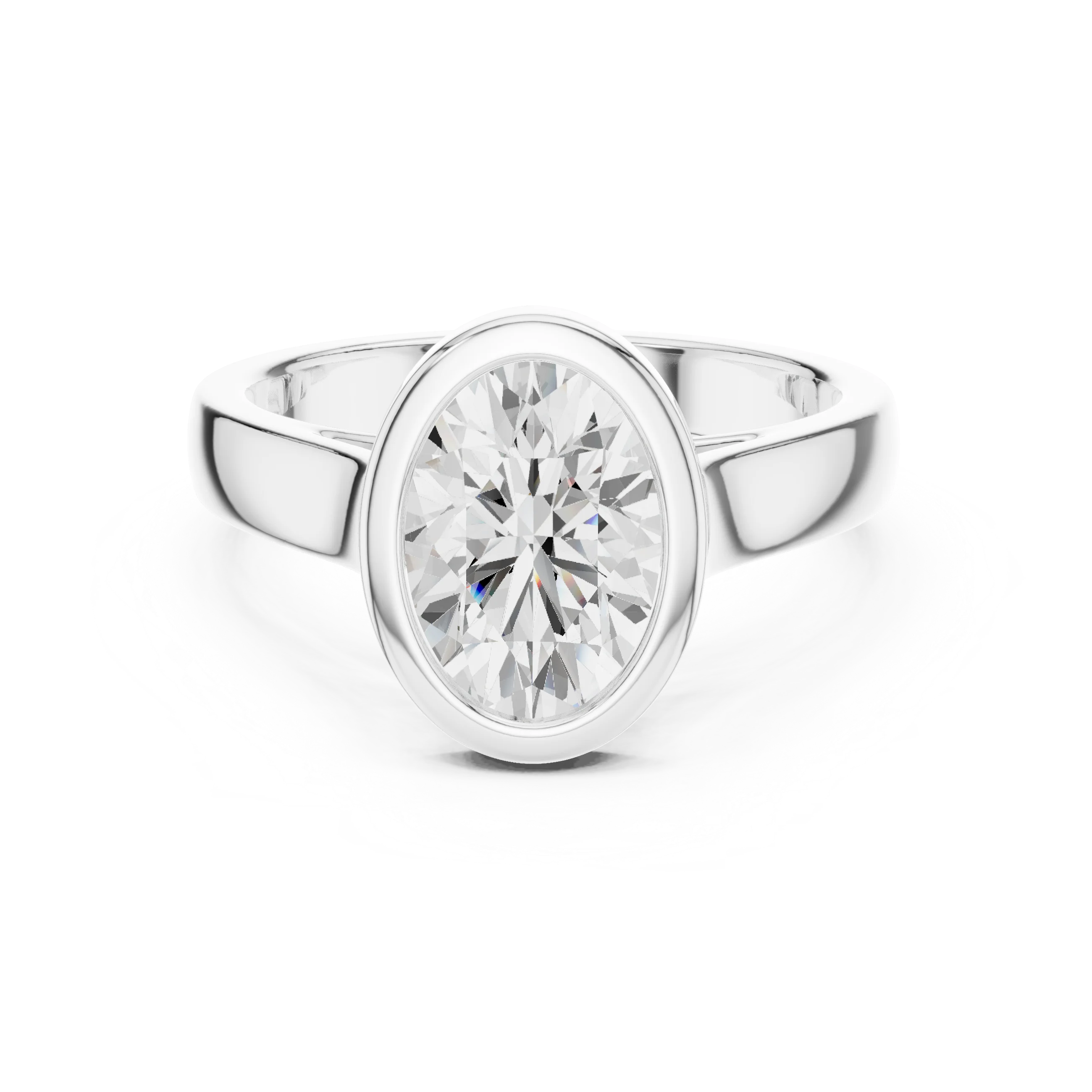 Oval Cut Diamond Bezel Solitaire Engagement Ring
