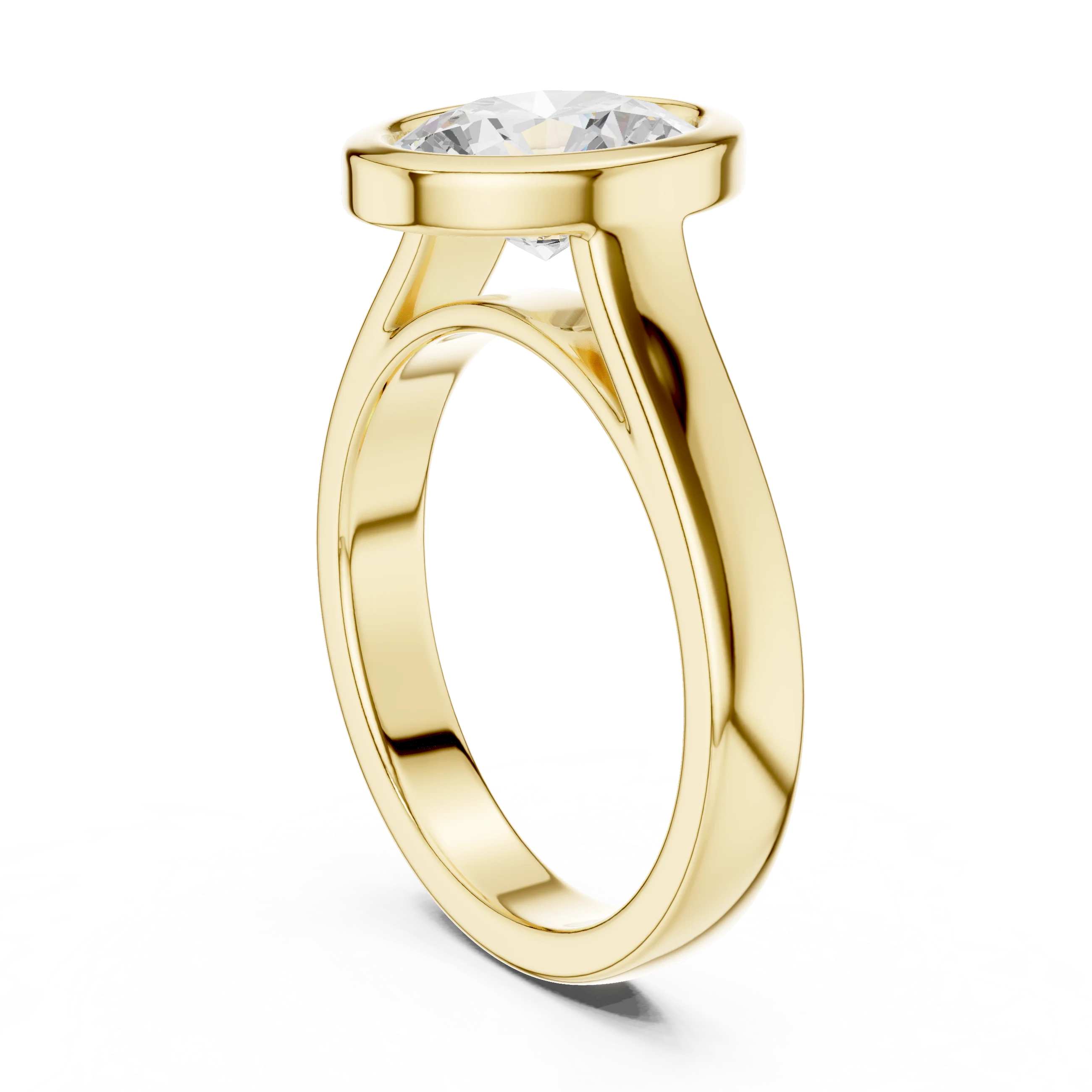 Oval Cut Diamond Bezel Solitaire Engagement Ring