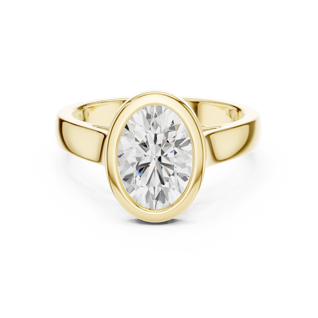 Oval Cut Diamond Bezel Solitaire Engagement Ring